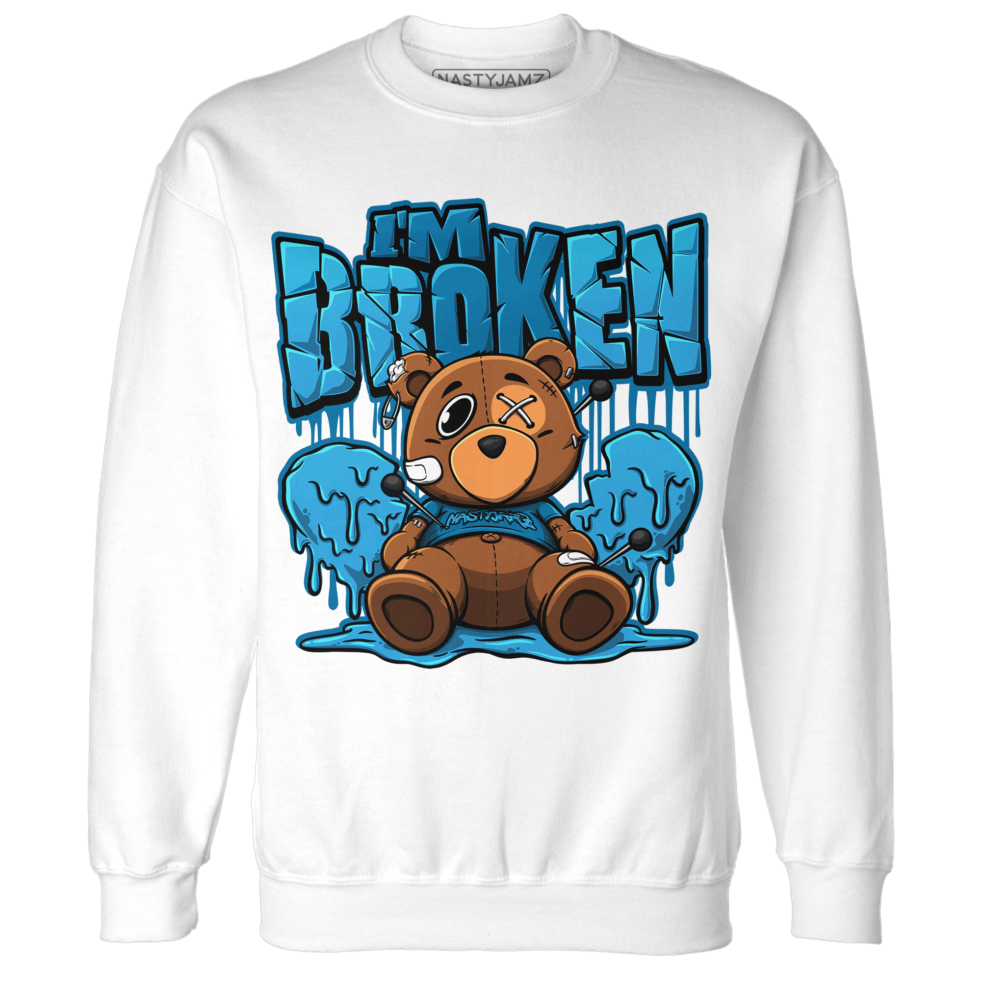 Powder Blue 9s Sweatshirt Match Im Broken BER - NastyJamz