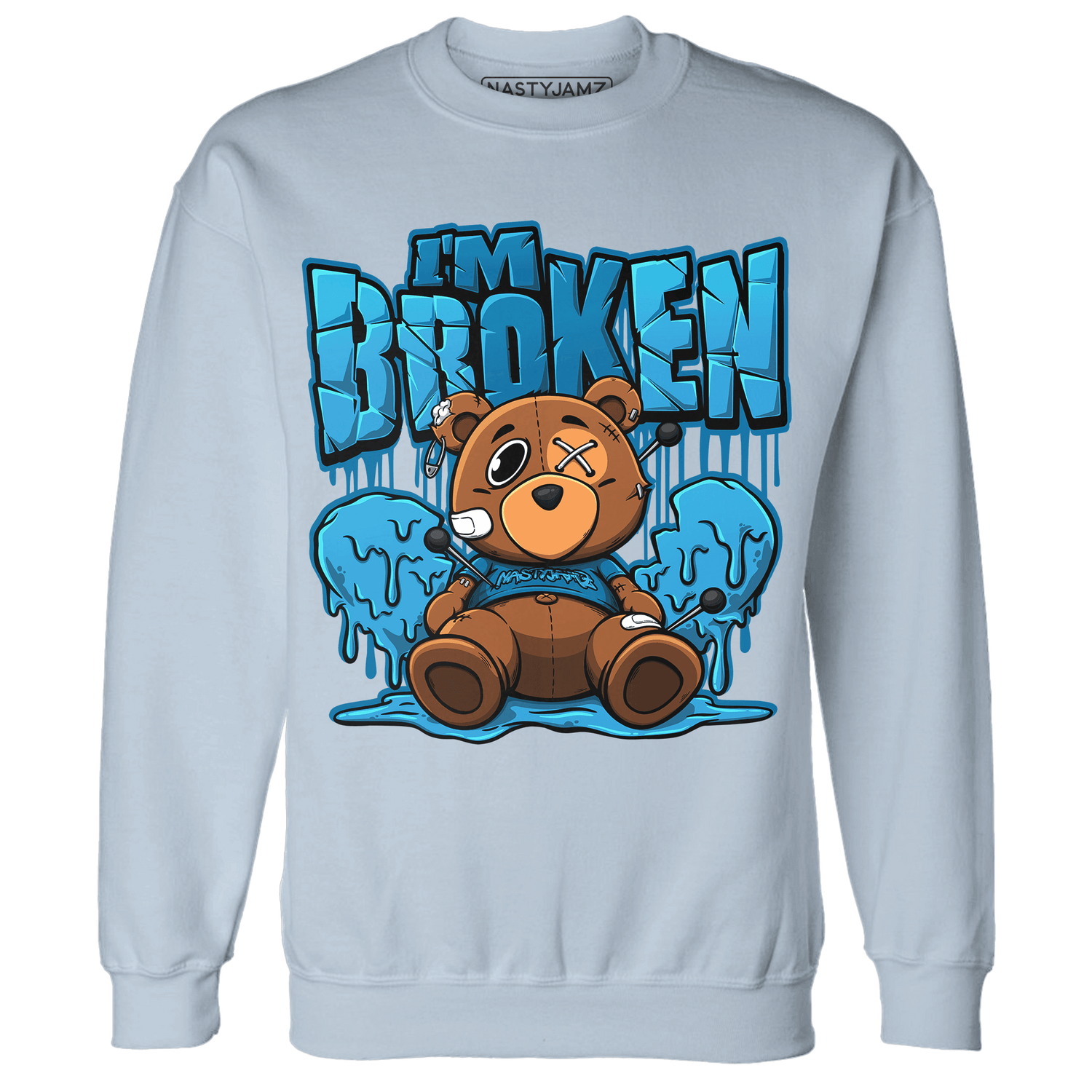 Powder Blue 9s Sweatshirt Match Im Broken BER - NastyJamz