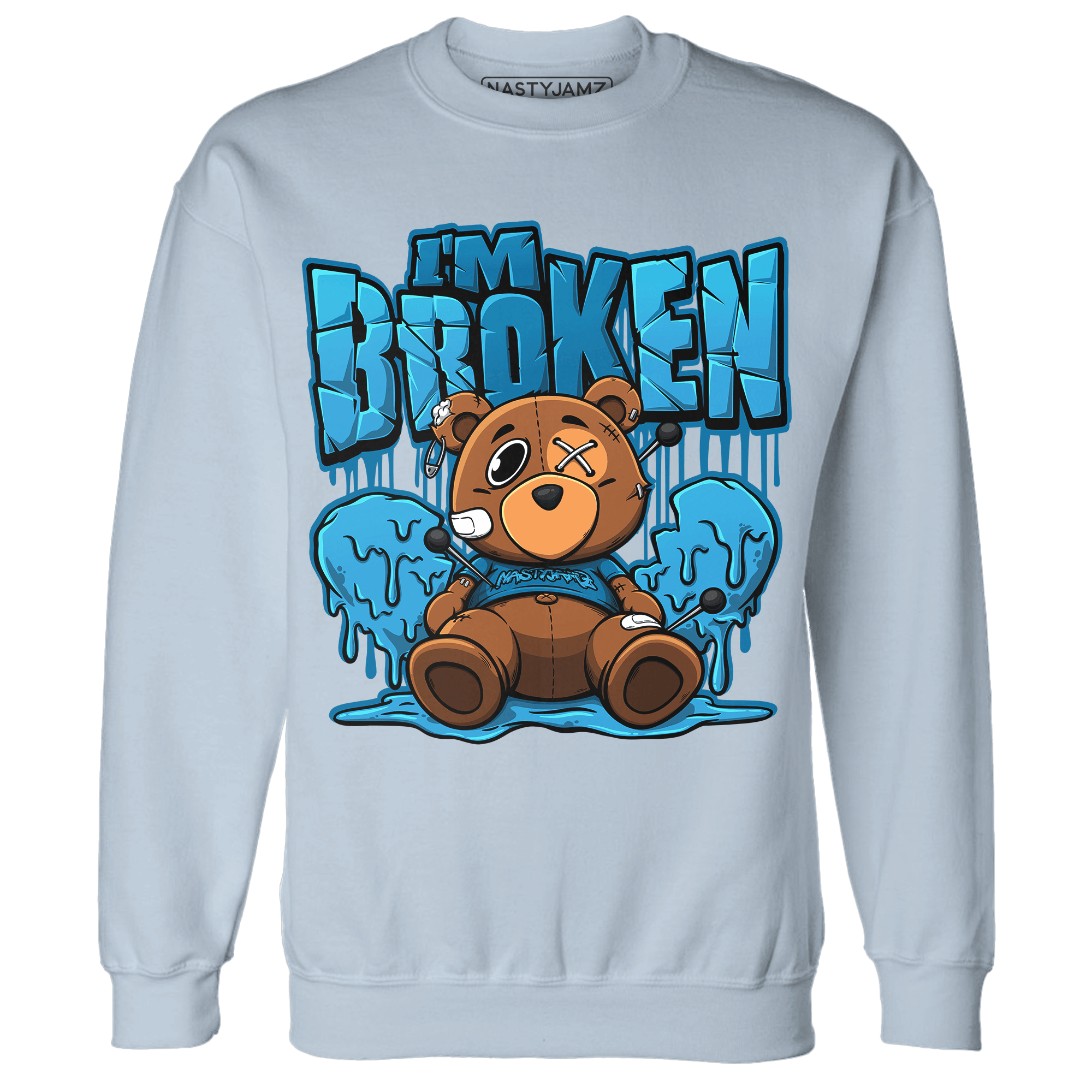 Powder Blue 9s Sweatshirt Match Im Broken BER - NastyJamz