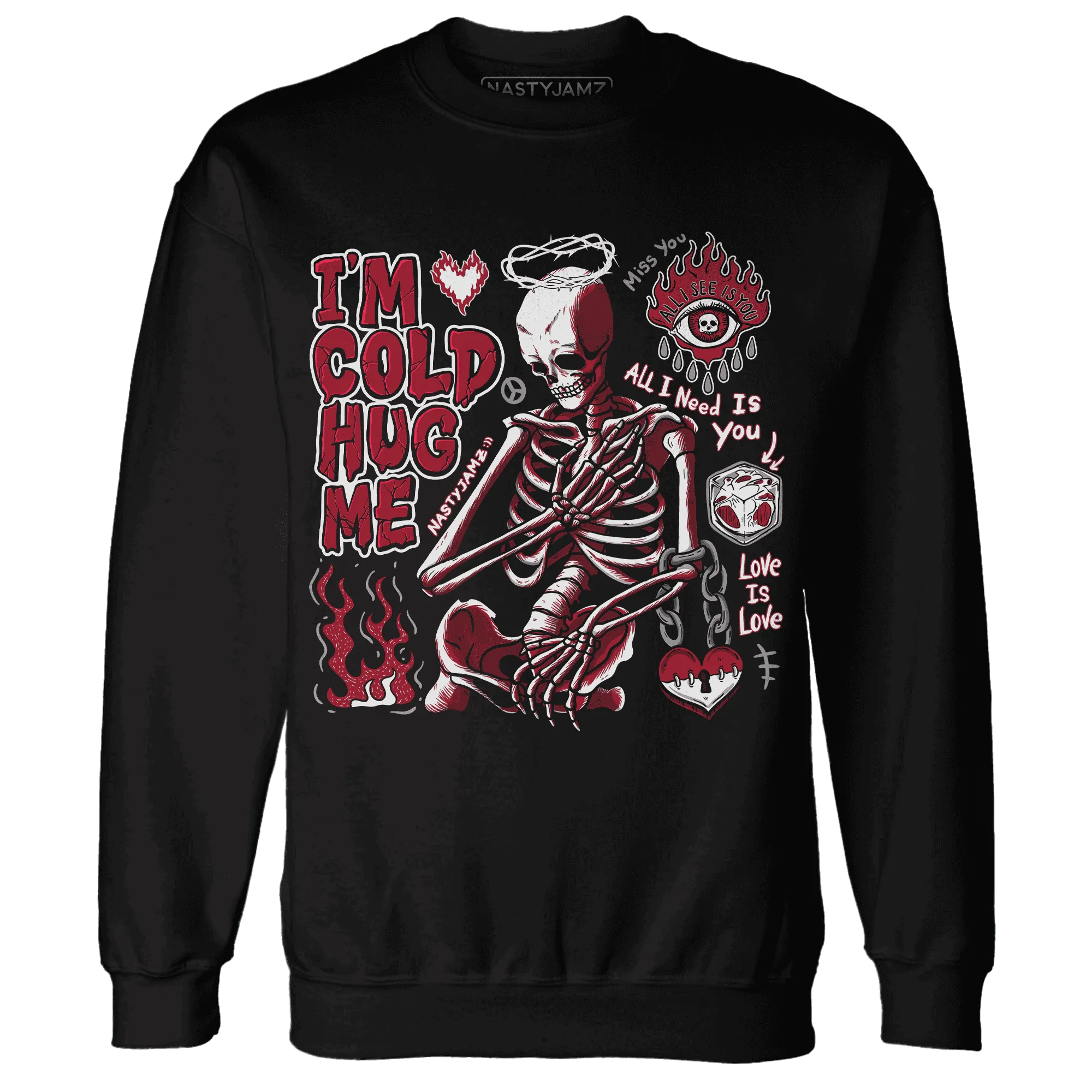 Retro-Red-Taxi-12s-NastyJamz-Sweatshirt-Match-Im-Cold-Hug-Me