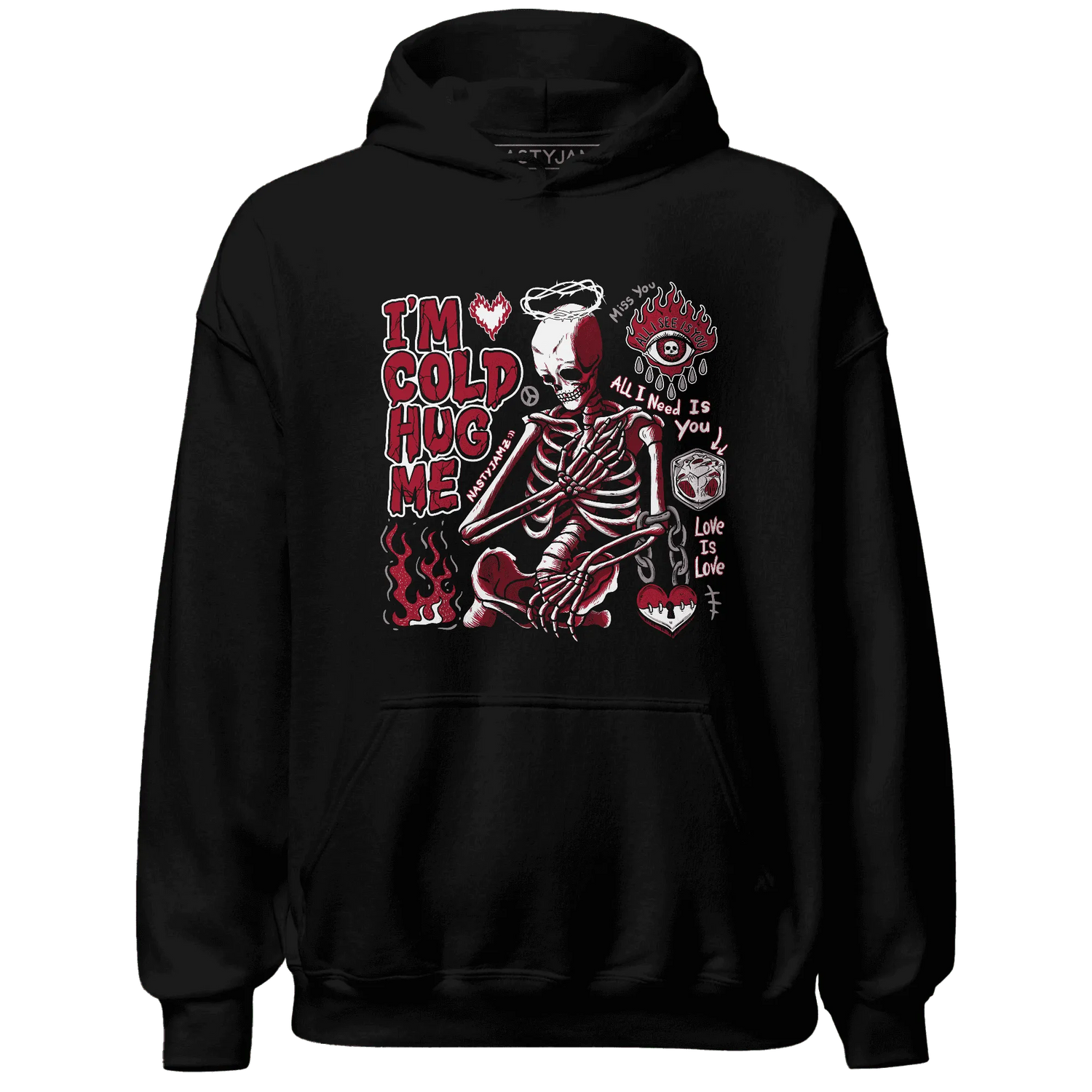 Retro-Red-Taxi-12s-NastyJamz-Hoodie-Match-Im-Cold-Hug-Me