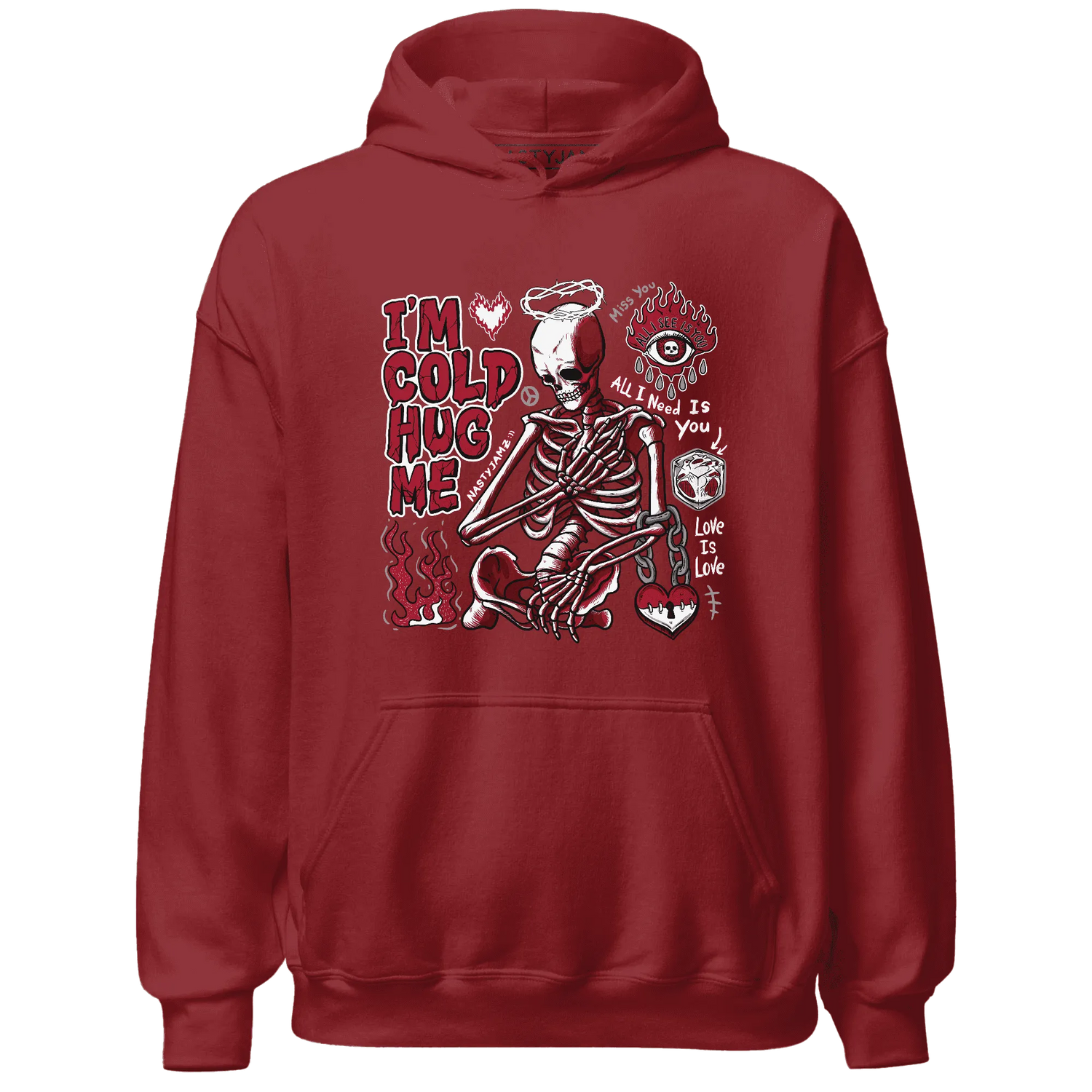 Retro-Red-Taxi-12s-NastyJamz-Hoodie-Match-Im-Cold-Hug-Me