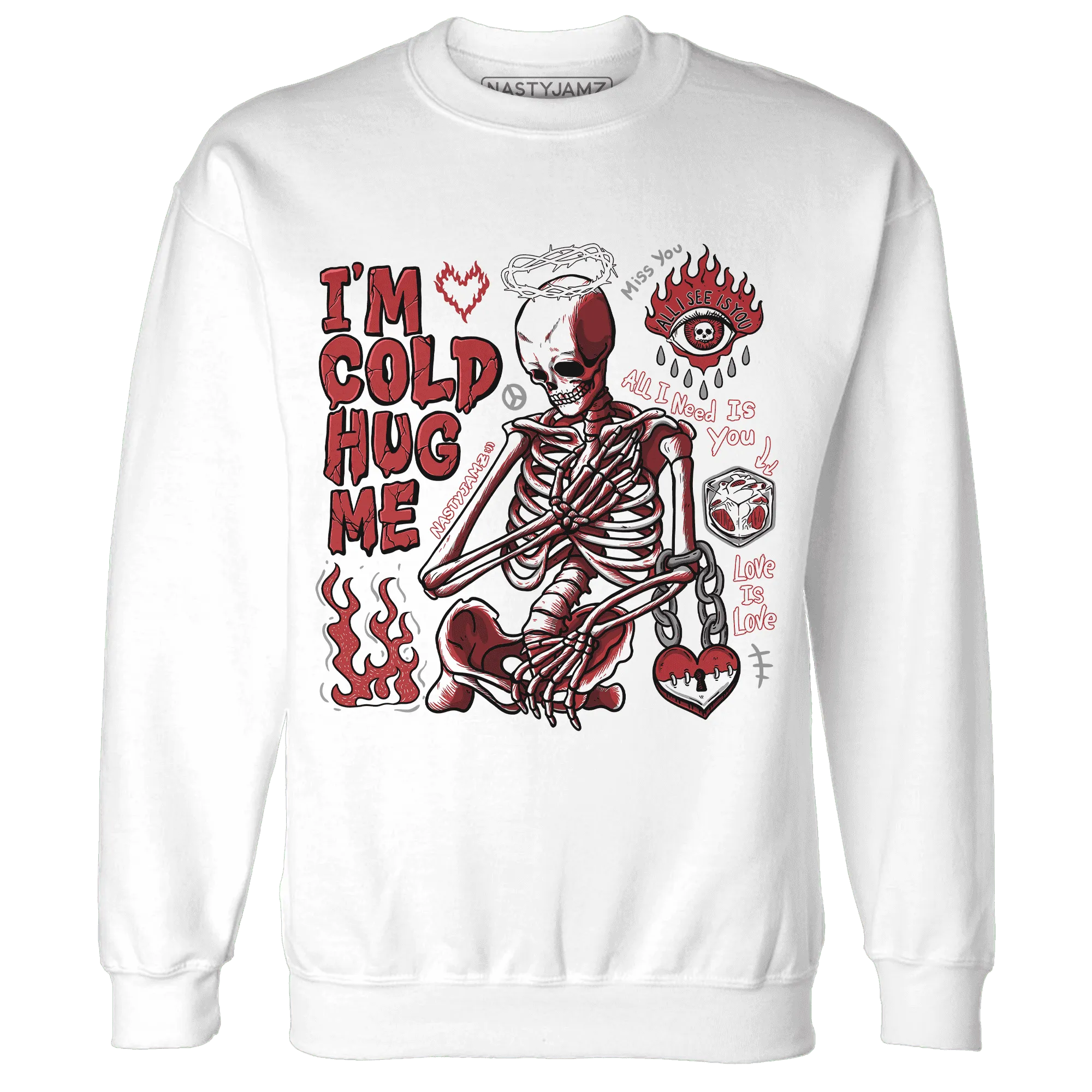 Black-Toe-Reimagined-Red-White-1s-Sweatshirt-Match-Im-Cold-Hug-Me