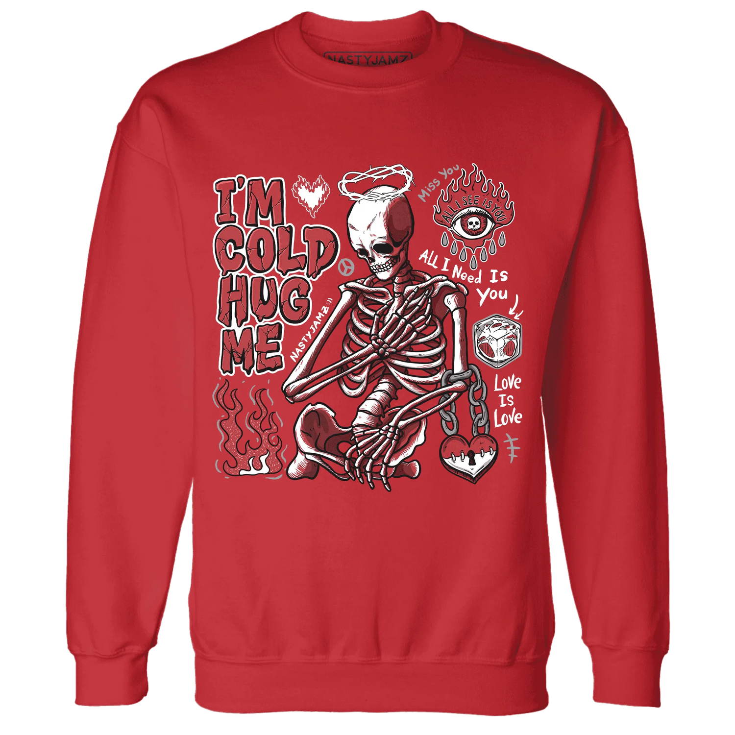 Black-Toe-Reimagined-Red-White-1s-Sweatshirt-Match-Im-Cold-Hug-Me