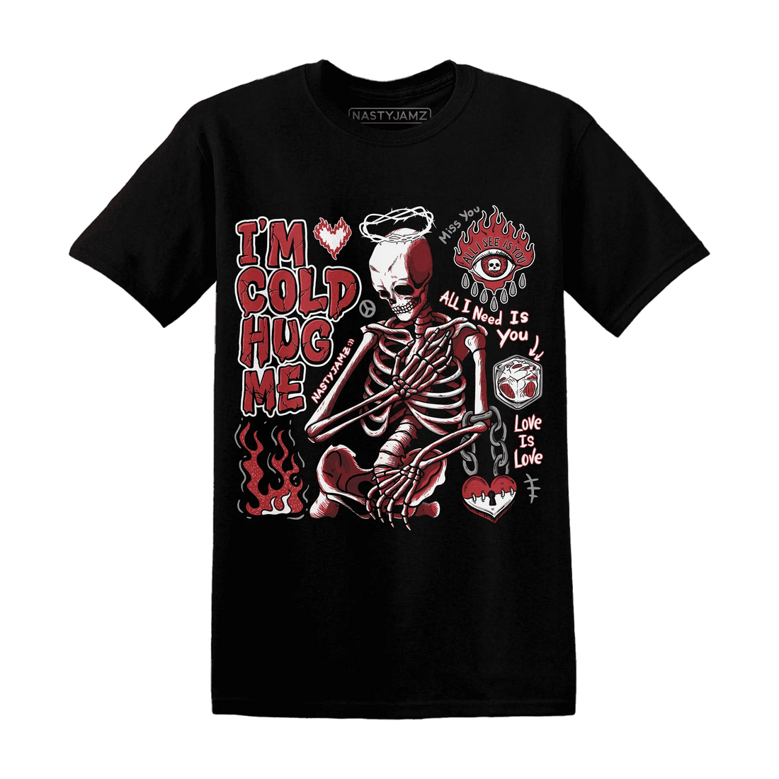 Black-Toe-Reimagined-Red-White-1s-T-Shirt-Match-Im-Cold-Hug-Me