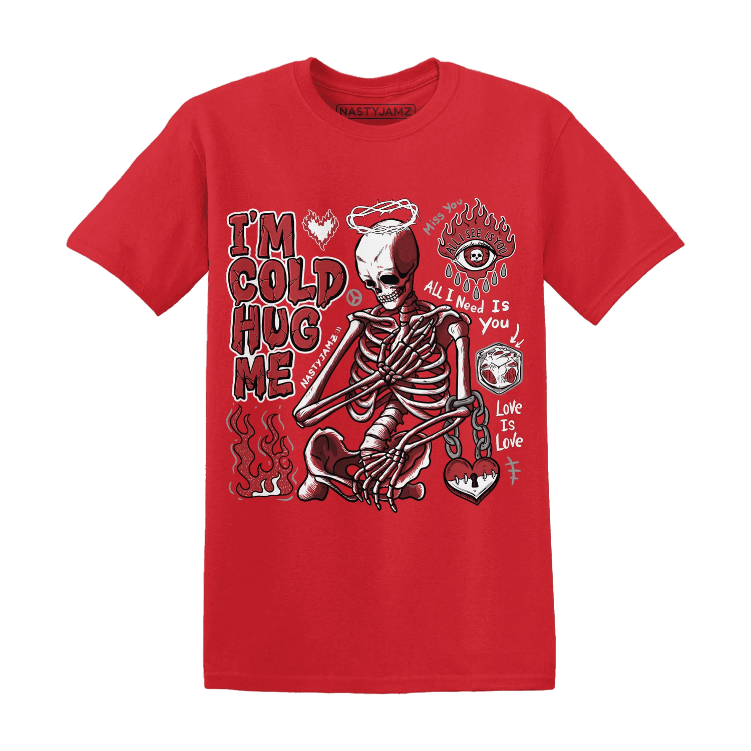 Black-Toe-Reimagined-Red-White-1s-T-Shirt-Match-Im-Cold-Hug-Me