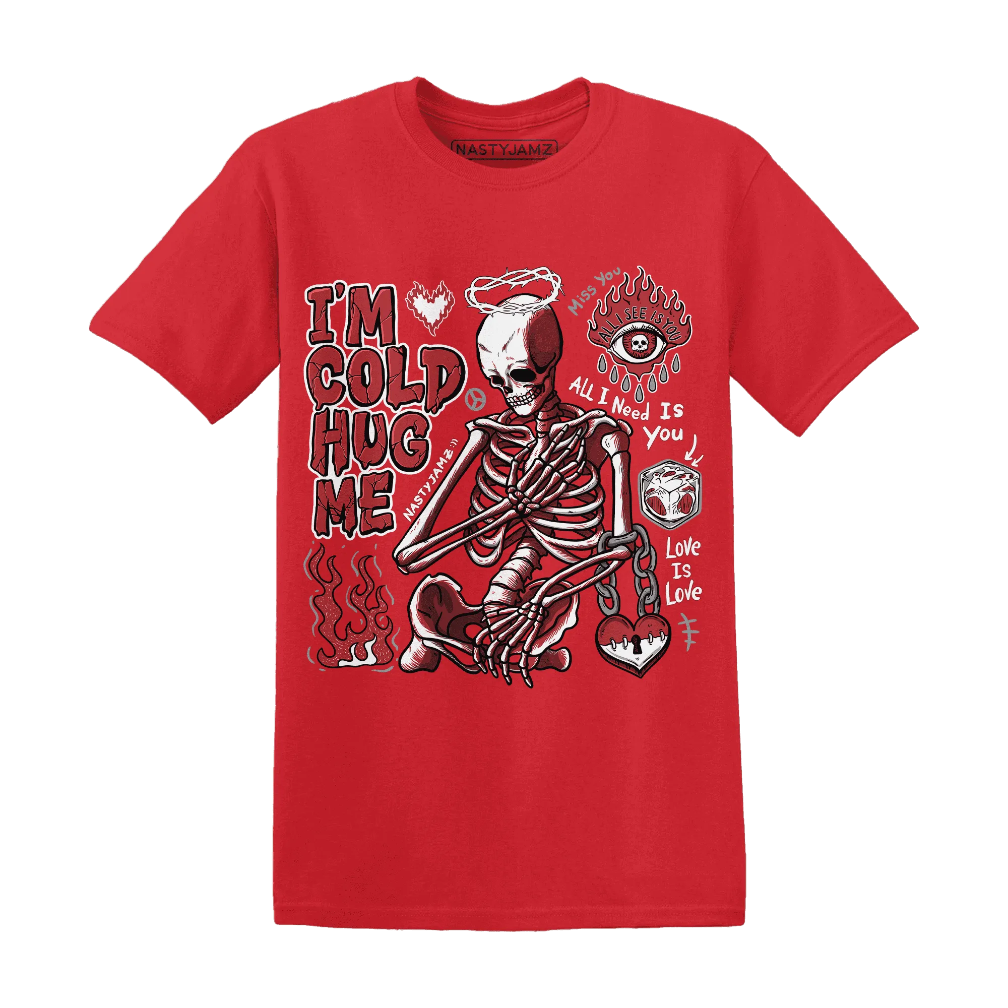 Black-Toe-Reimagined-Red-White-1s-T-Shirt-Match-Im-Cold-Hug-Me