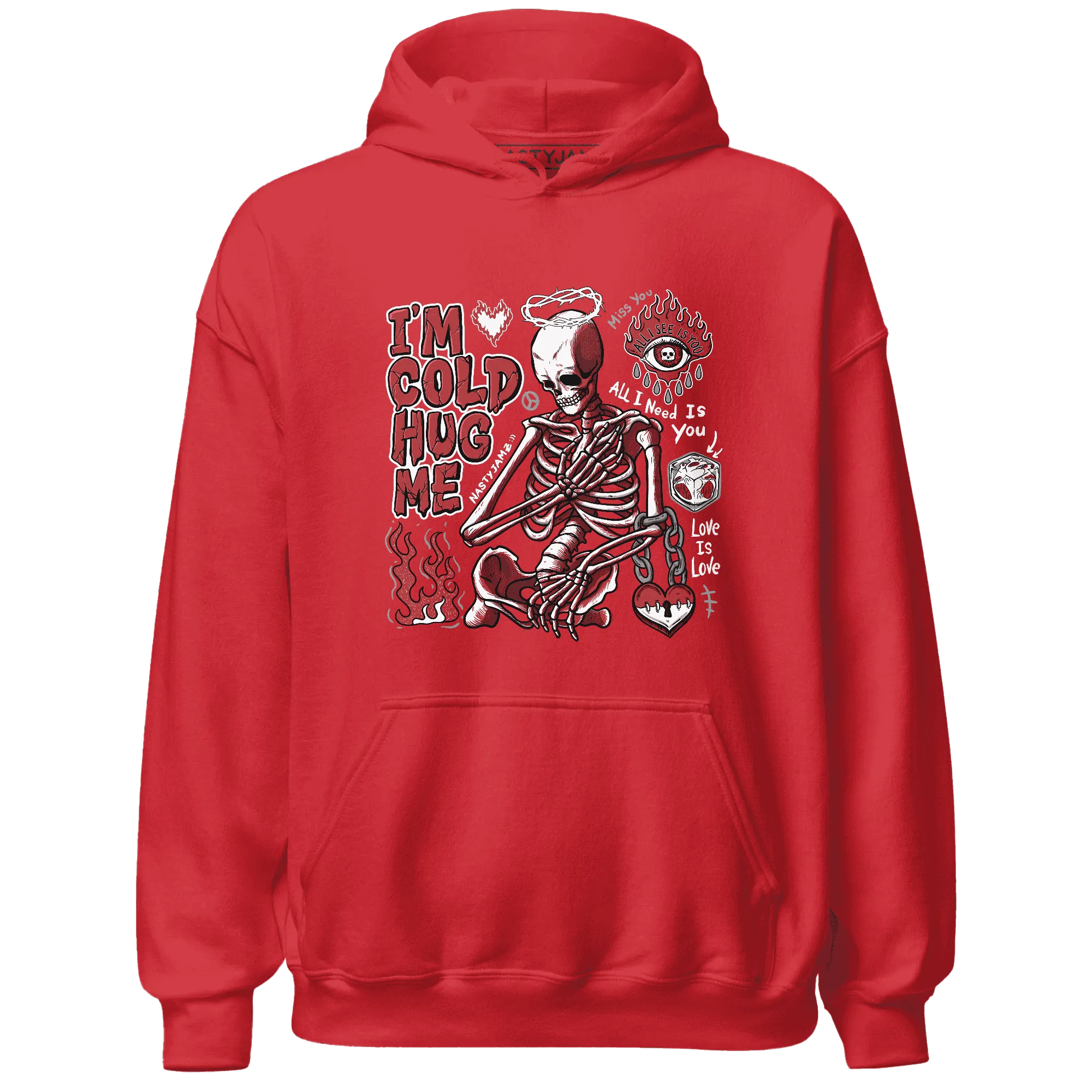 Black-Toe-Reimagined-Red-White-1s-Hoodie-Match-Im-Cold-Hug-Me