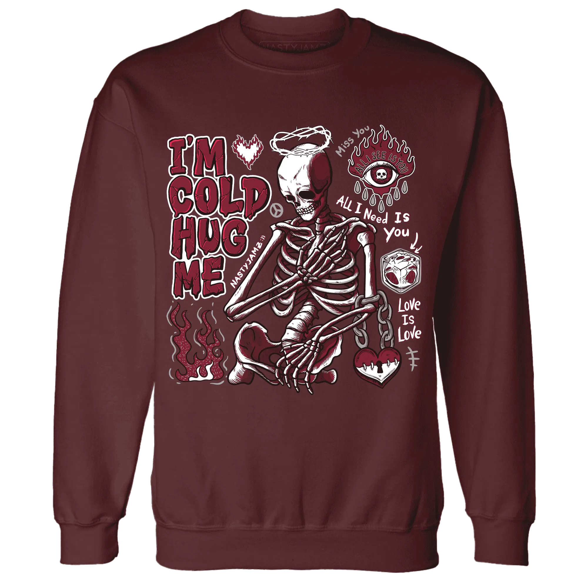 High-White-Team-Red-1s-NastyJamz-Sweatshirt-Match-Im-Cold-Hug-Me