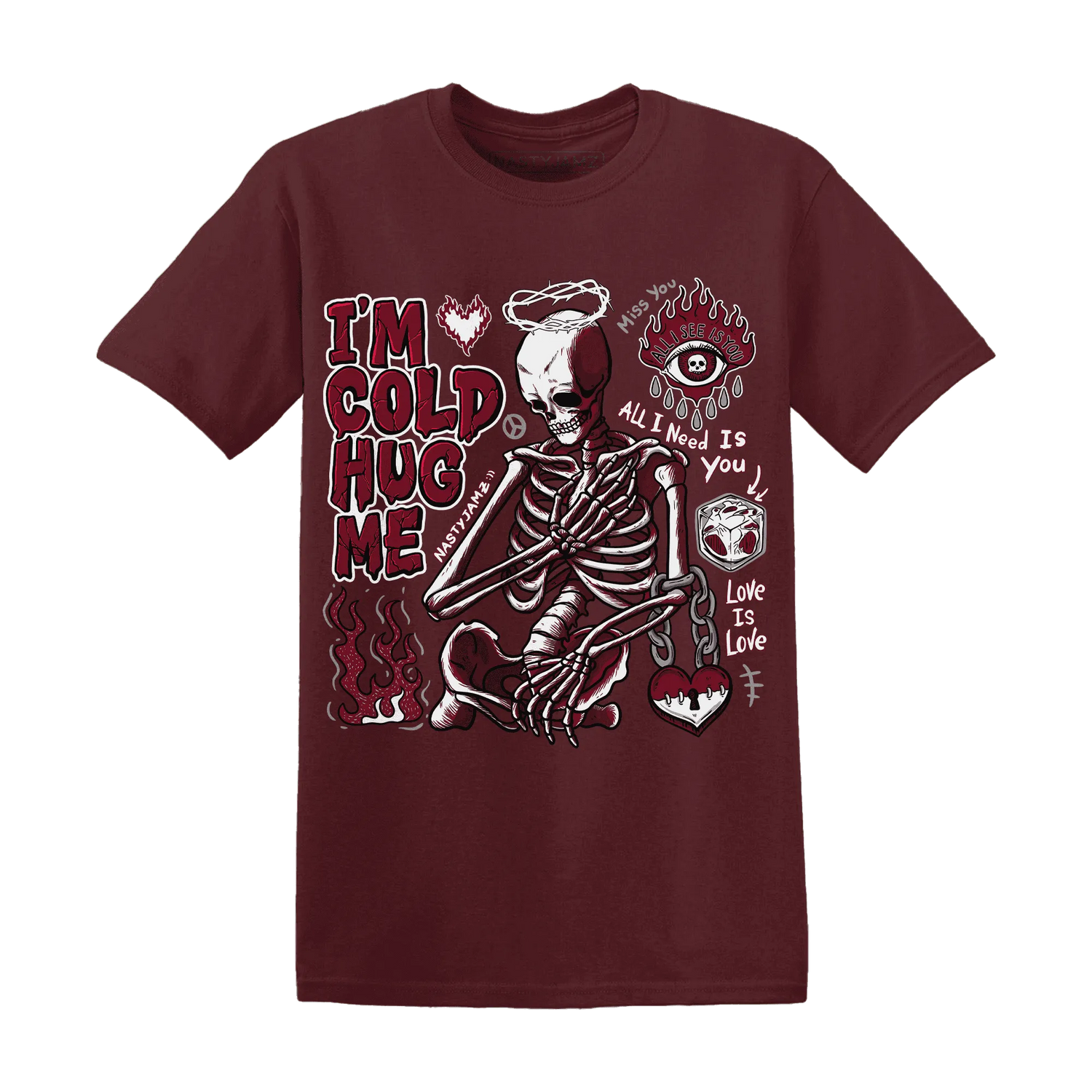 High-White-Team-Red-1s-NastyJamz-T-Shirt-Match-Im-Cold-Hug-Me