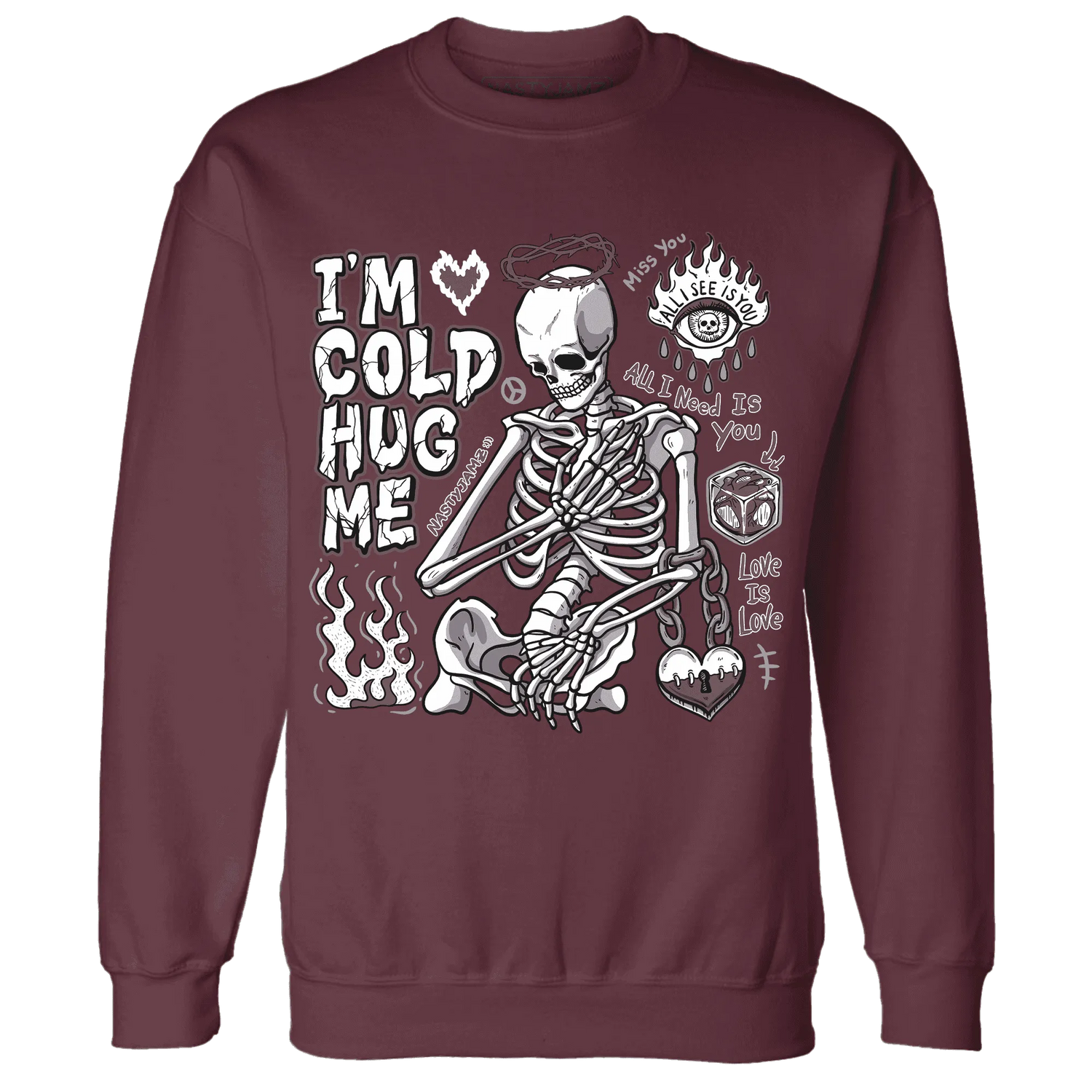 Burgundy-Crush-3s-NastyJamz-Sweatshirt-Match-Im-Cold-Hug-Me