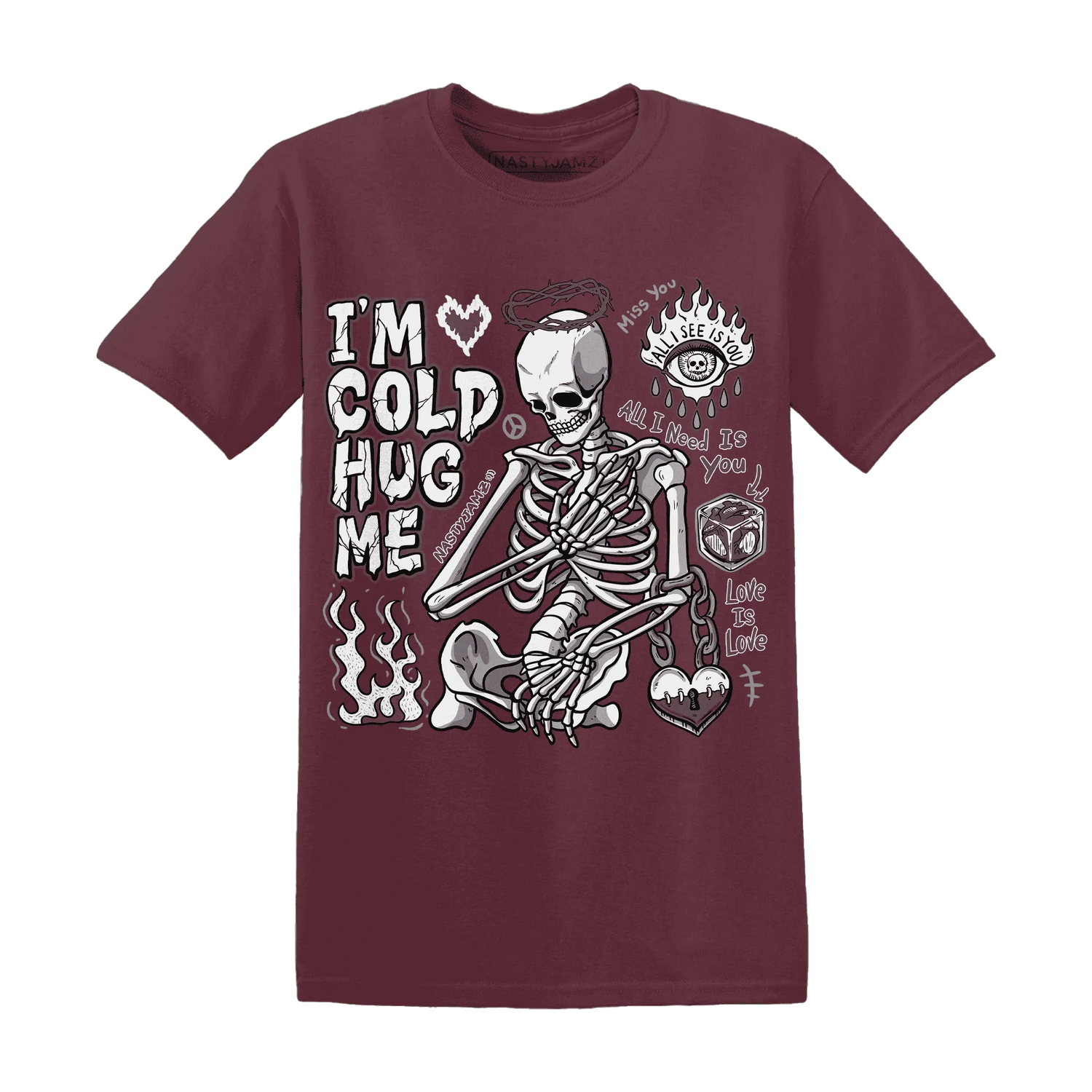 Burgundy-Crush-3s-NastyJamz-T-Shirt-Match-Im-Cold-Hug-Me