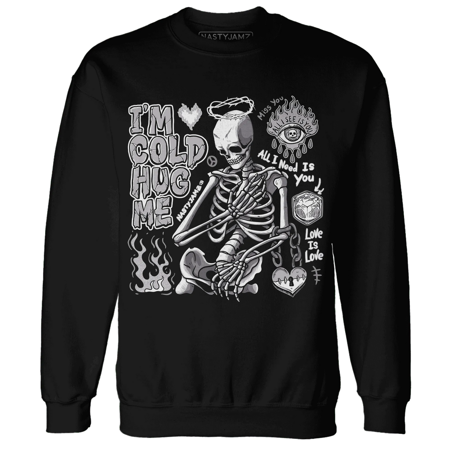 Cement-Grey-3s-NastyJamz-Sweatshirt-Match-Im-Cold-Hug-Me