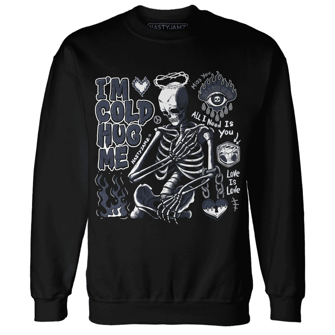 White-Navy-6s-NastyJamz-Sweatshirt-Match-Im-Cold-Hug-Me