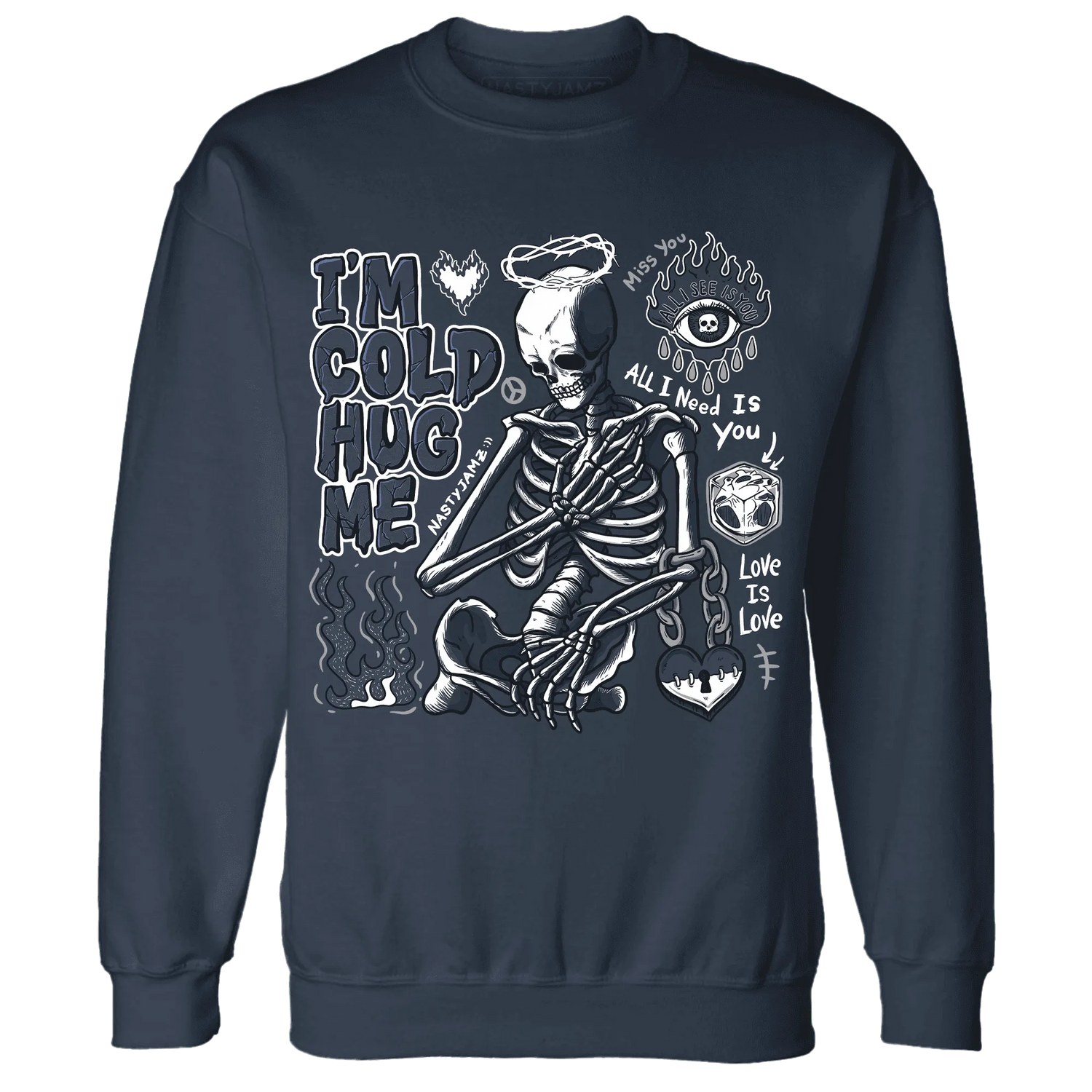 White-Navy-6s-NastyJamz-Sweatshirt-Match-Im-Cold-Hug-Me
