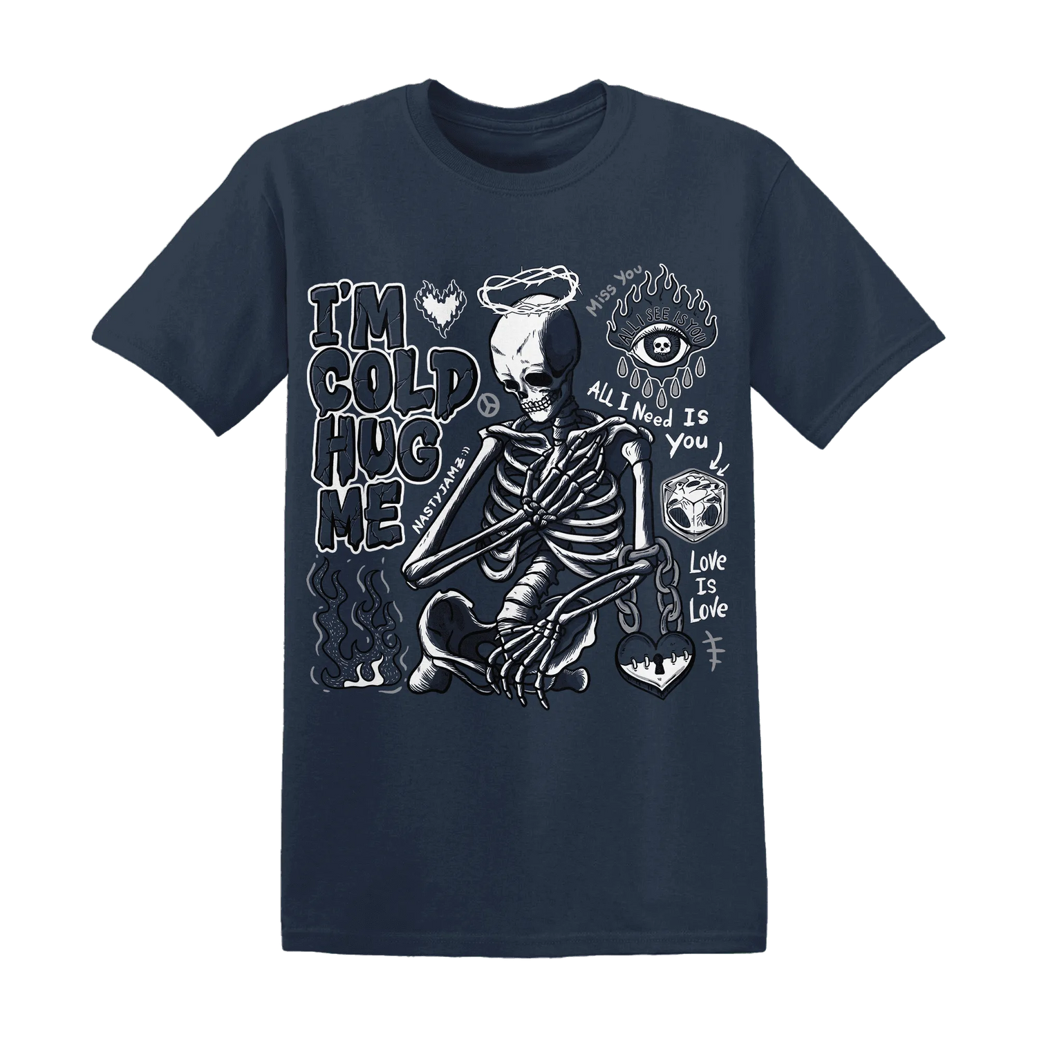 White-Navy-6s-NastyJamz-T-Shirt-Match-Im-Cold-Hug-Me