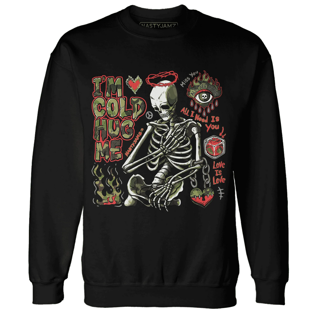 AM-90-Dark-Sage-Solar-Red-Sweatshirt-Match-Im-Cold-Hug-Me