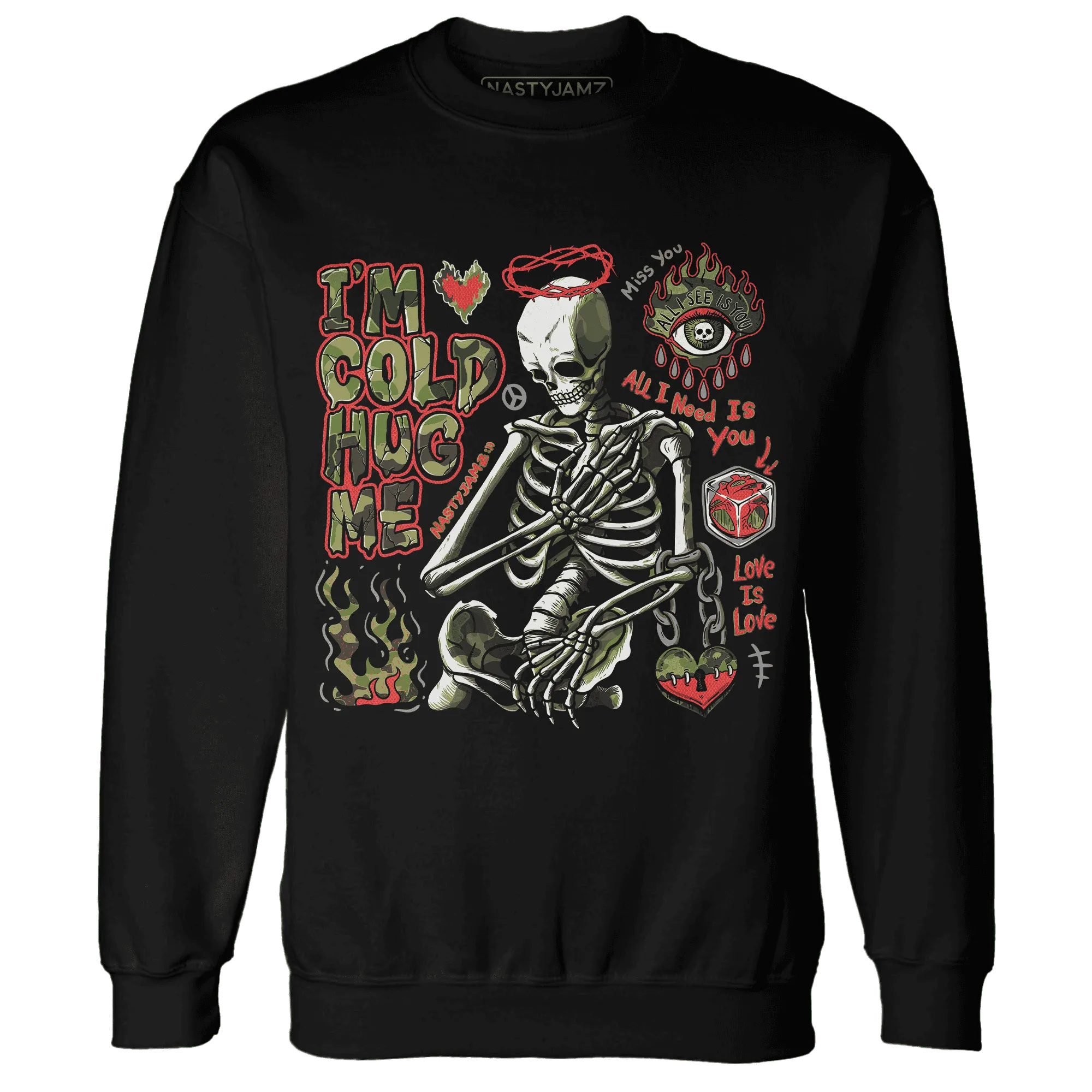 AM-90-Dark-Sage-Solar-Red-Sweatshirt-Match-Im-Cold-Hug-Me