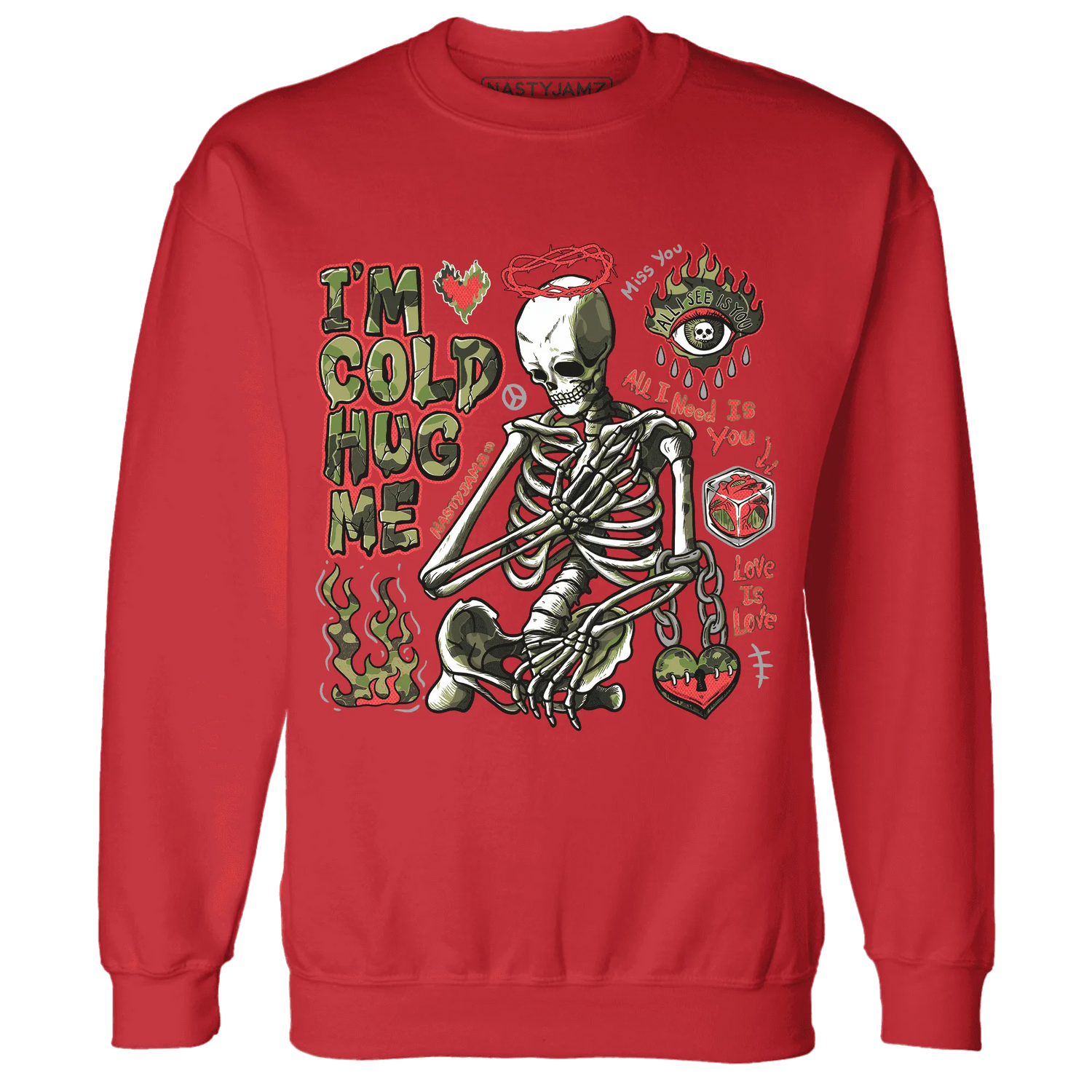 AM-90-Dark-Sage-Solar-Red-Sweatshirt-Match-Im-Cold-Hug-Me