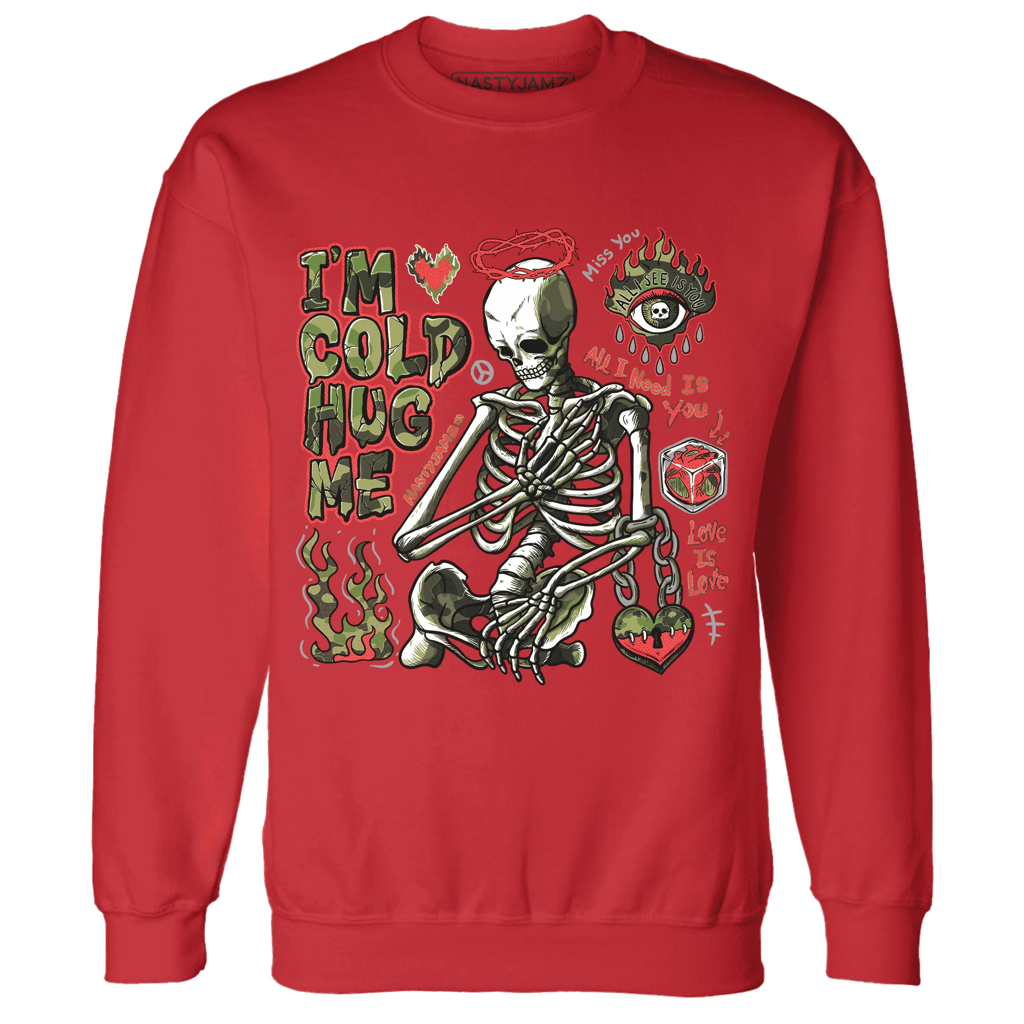 AM-90-Dark-Sage-Solar-Red-Sweatshirt-Match-Im-Cold-Hug-Me