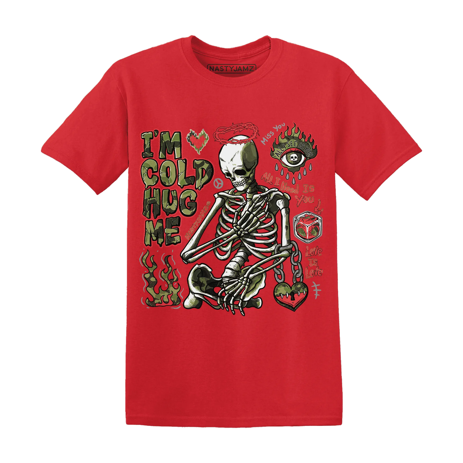 AM-90-Dark-Sage-Solar-Red-T-Shirt-Match-Im-Cold-Hug-Me