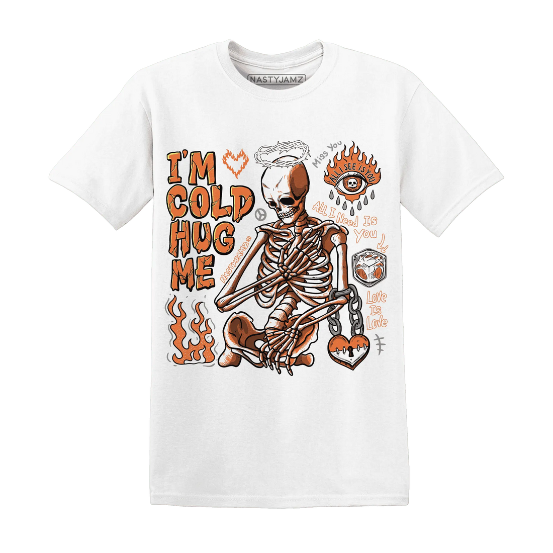 AM-TW-White-Orange-T-Shirt-Match-Im-Cold-Hug-Me