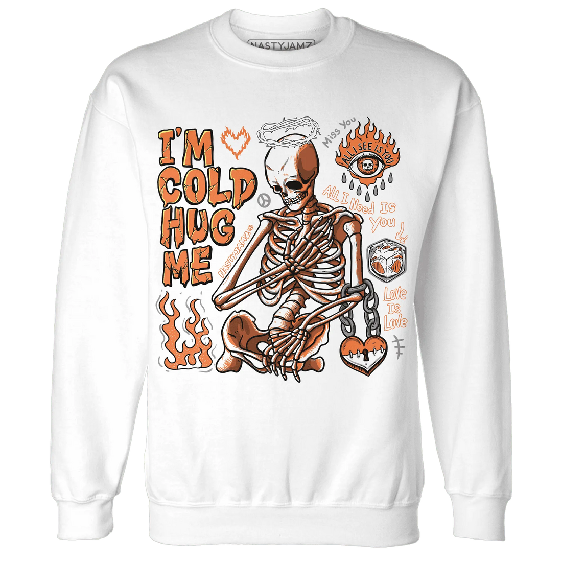AM-TW-White-Orange-NastyJamz-Sweatshirt-Match-Im-Cold-Hug-Me