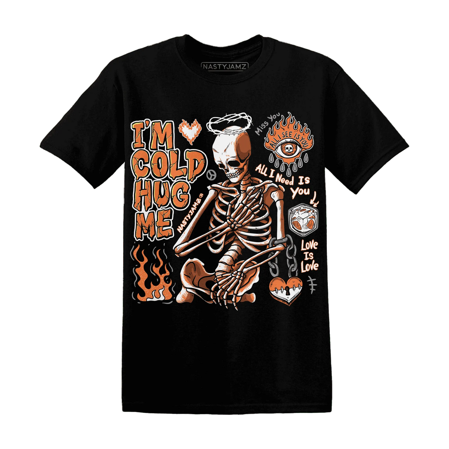 AM-TW-White-Orange-NastyJamz-T-Shirt-Match-Im-Cold-Hug-Me
