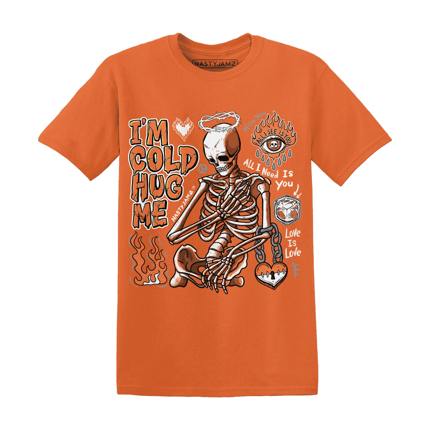 AM-TW-White-Orange-T-Shirt-Match-Im-Cold-Hug-Me