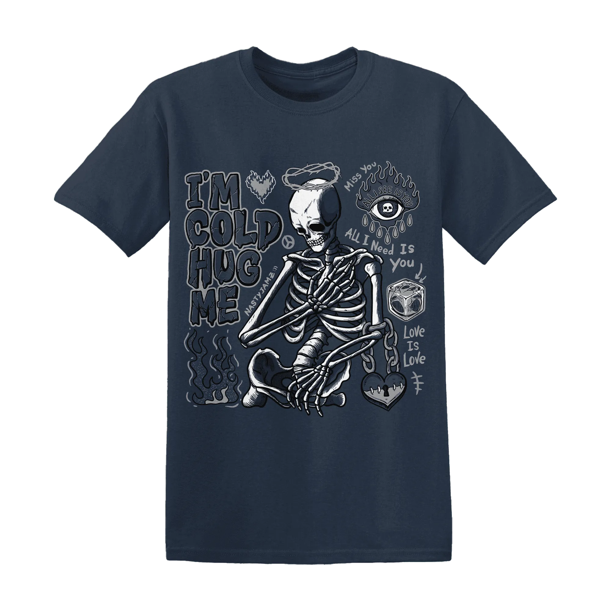 VaporMax-Plus-Midnight-Navy-White-Metallic-Silver-T-Shirt-Match-Im-Cold-Hug-Me