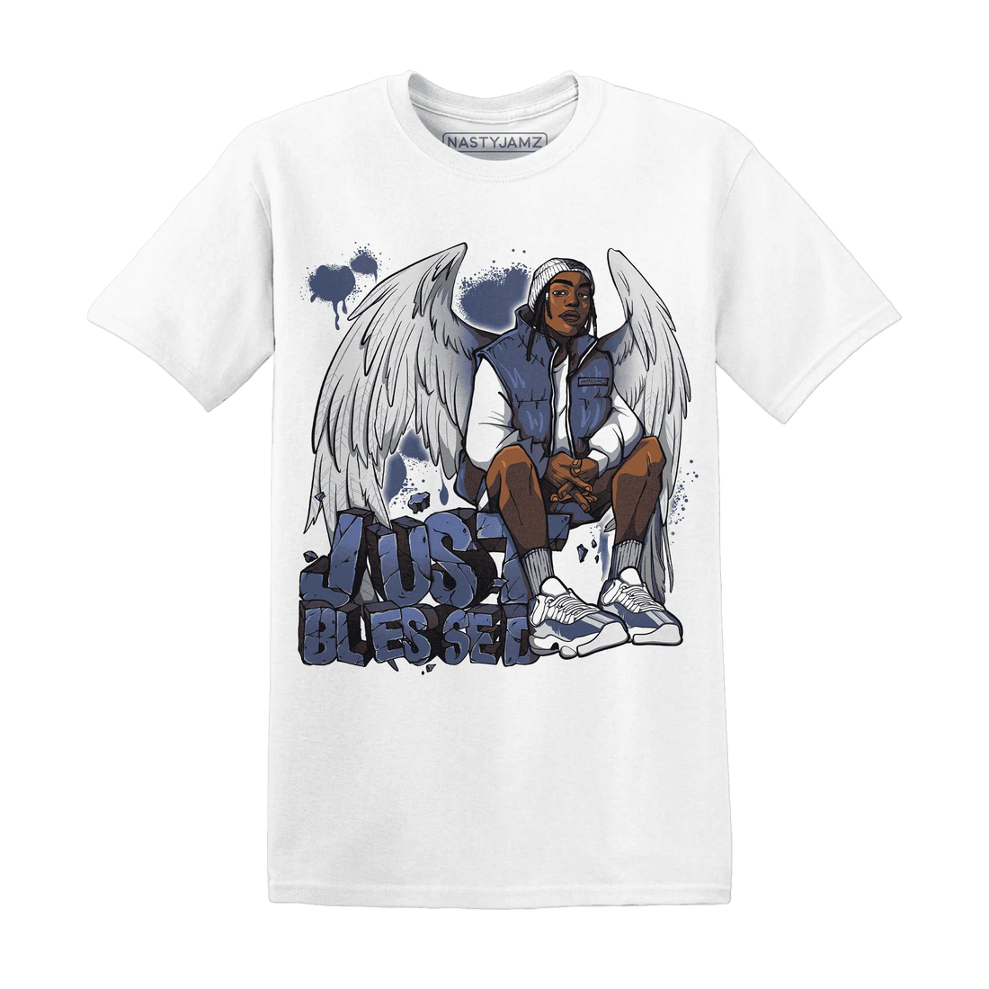 Low-Diffused-Blue-11s-T-Shirt-Match-Just-Blessed