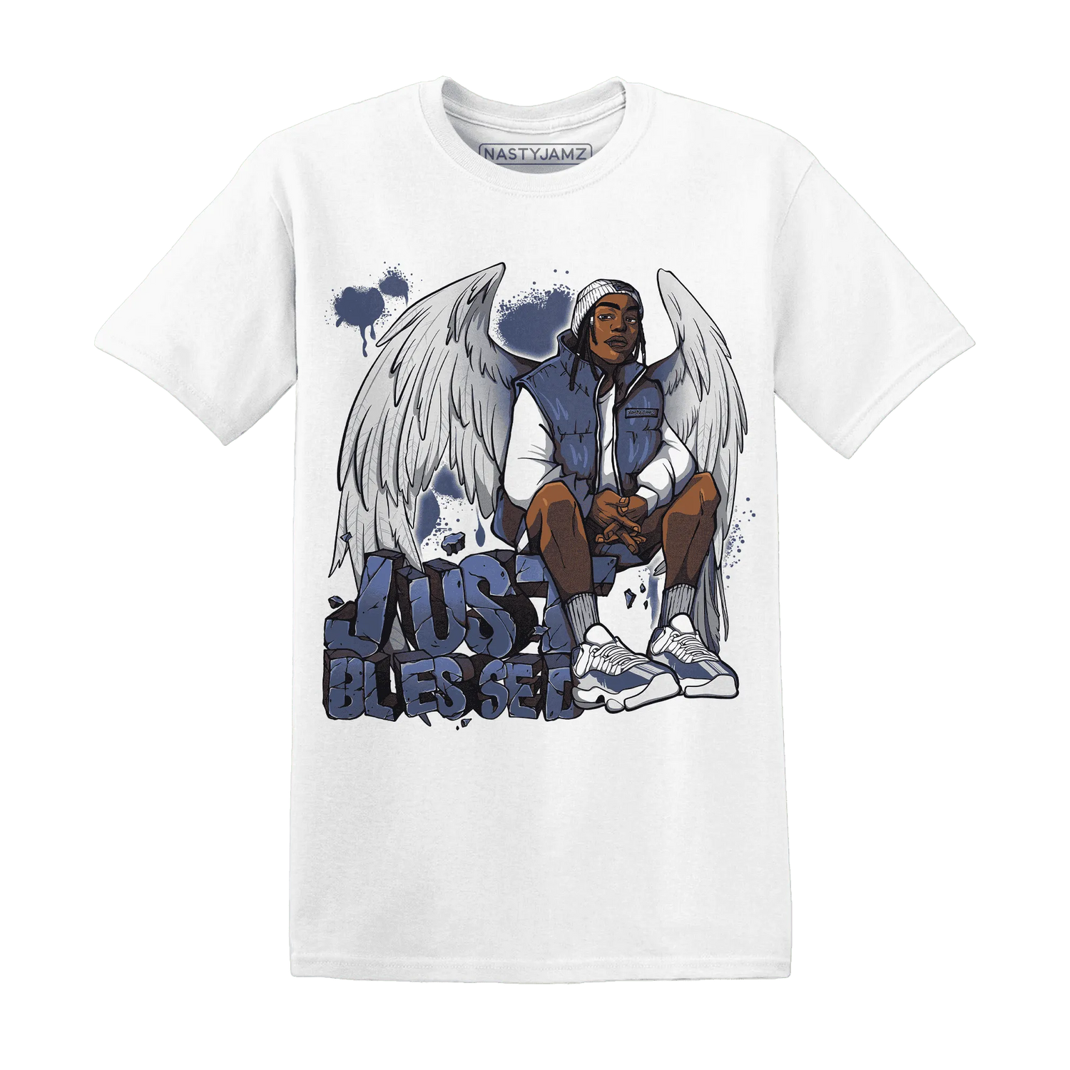 Low-Diffused-Blue-11s-T-Shirt-Match-Just-Blessed