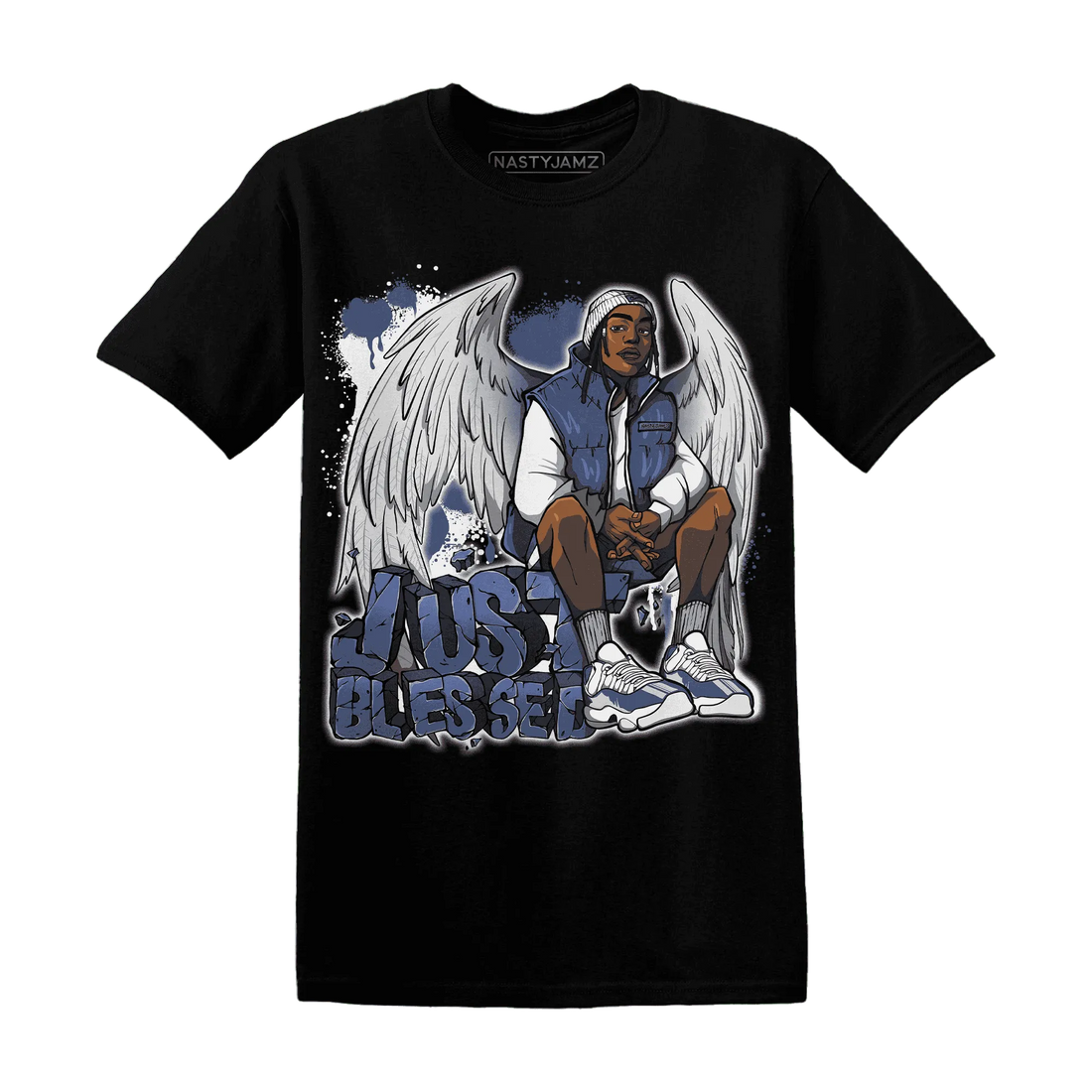 Low-Diffused-Blue-11s-T-Shirt-Match-Just-Blessed