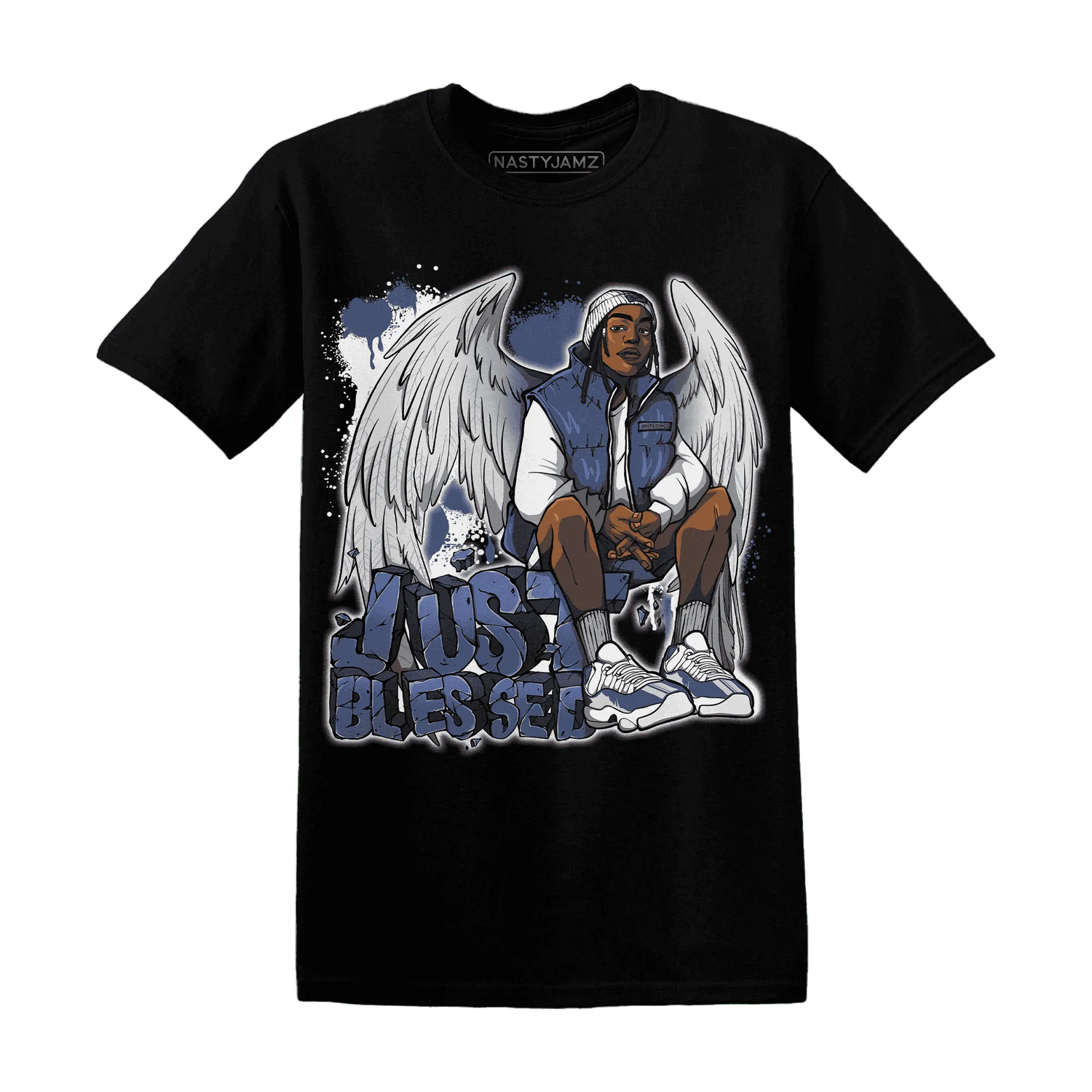 Low-Diffused-Blue-11s-T-Shirt-Match-Just-Blessed