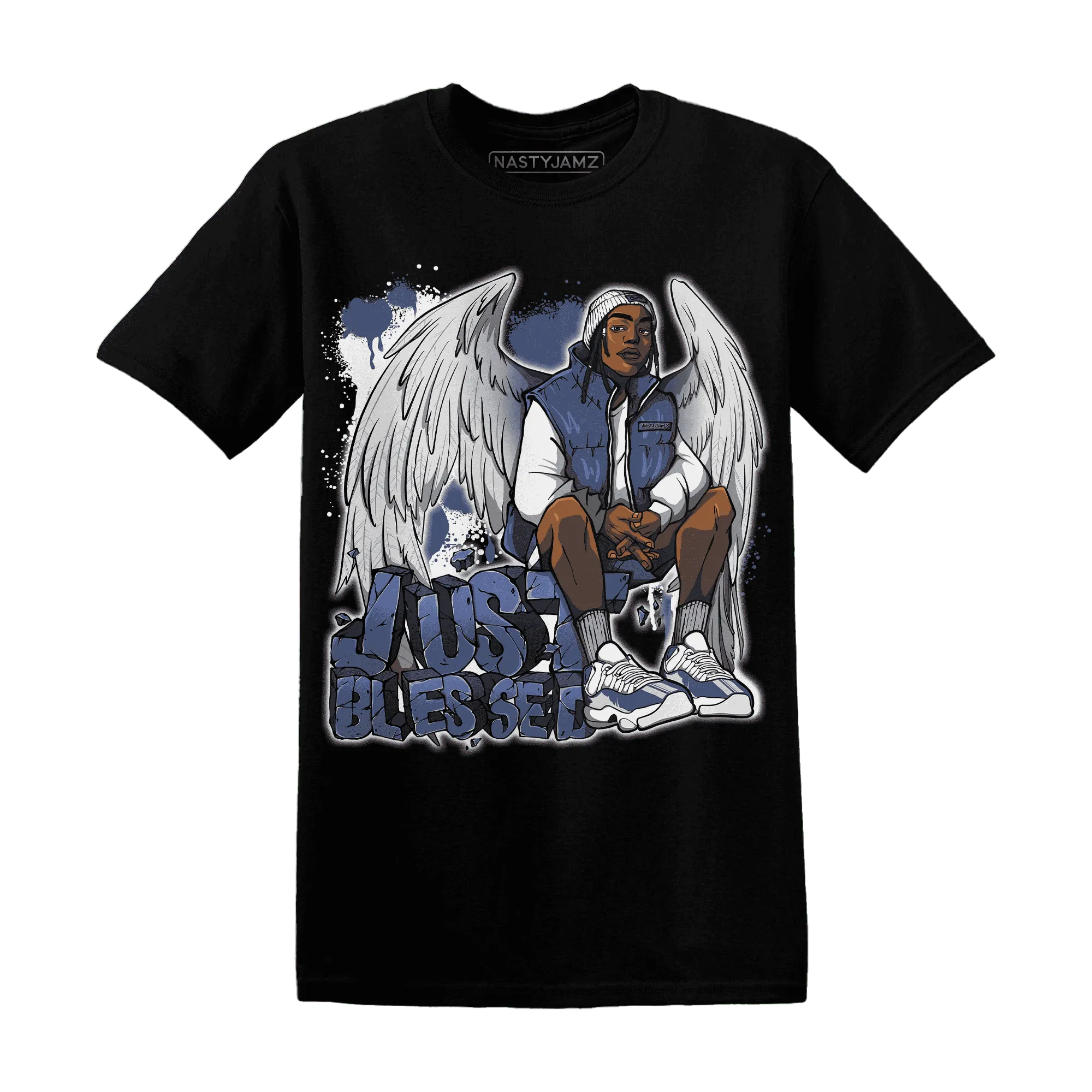 Low-Diffused-Blue-11s-T-Shirt-Match-Just-Blessed