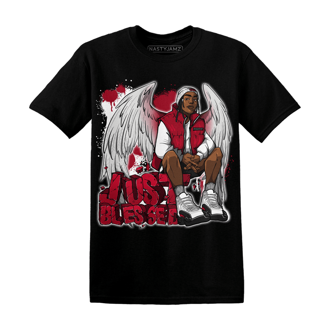 Retro Red Taxi 12s T Shirt Match Just Blessed - NastyJamz