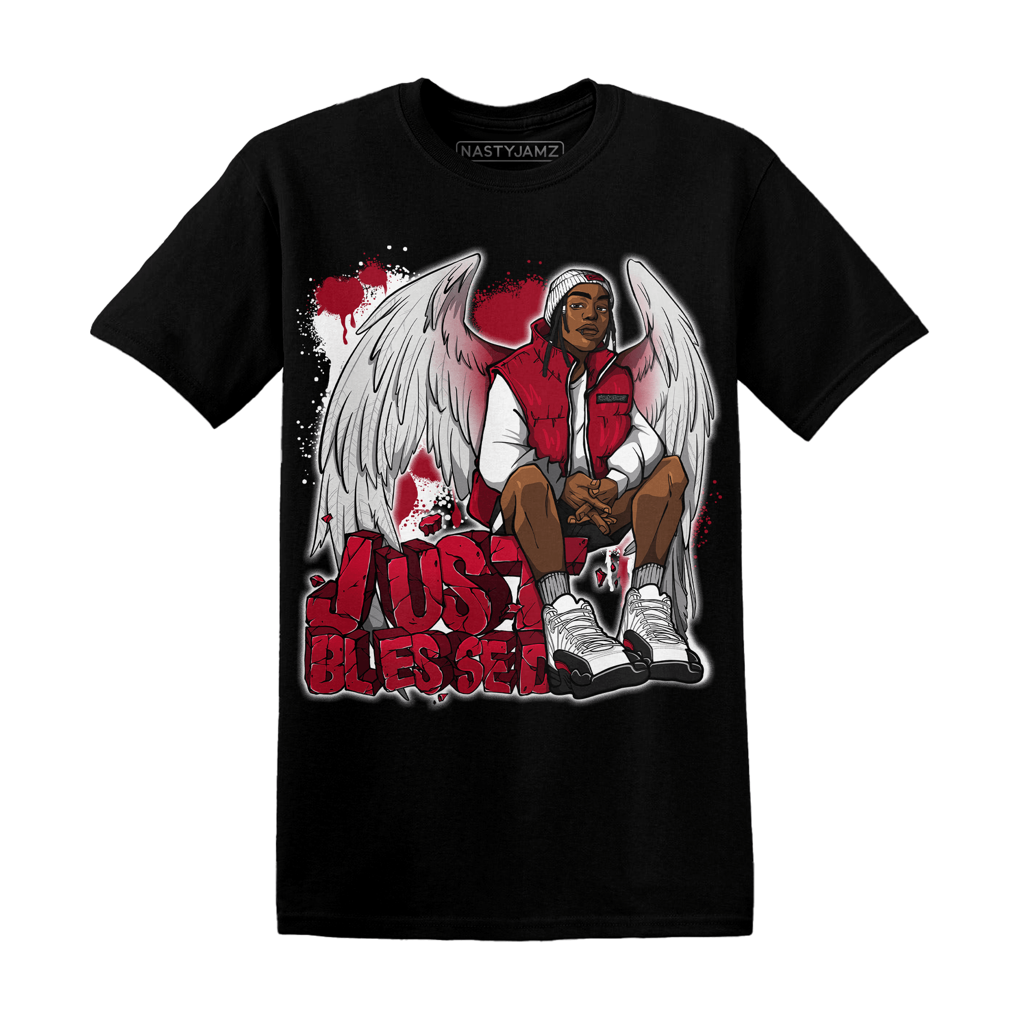 Retro Red Taxi 12s T Shirt Match Just Blessed - NastyJamz