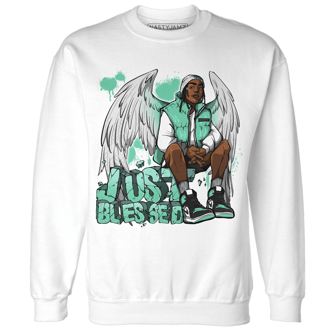 High OG Green Glow 1s Sweatshirt Match Just Blessed - NastyJamz