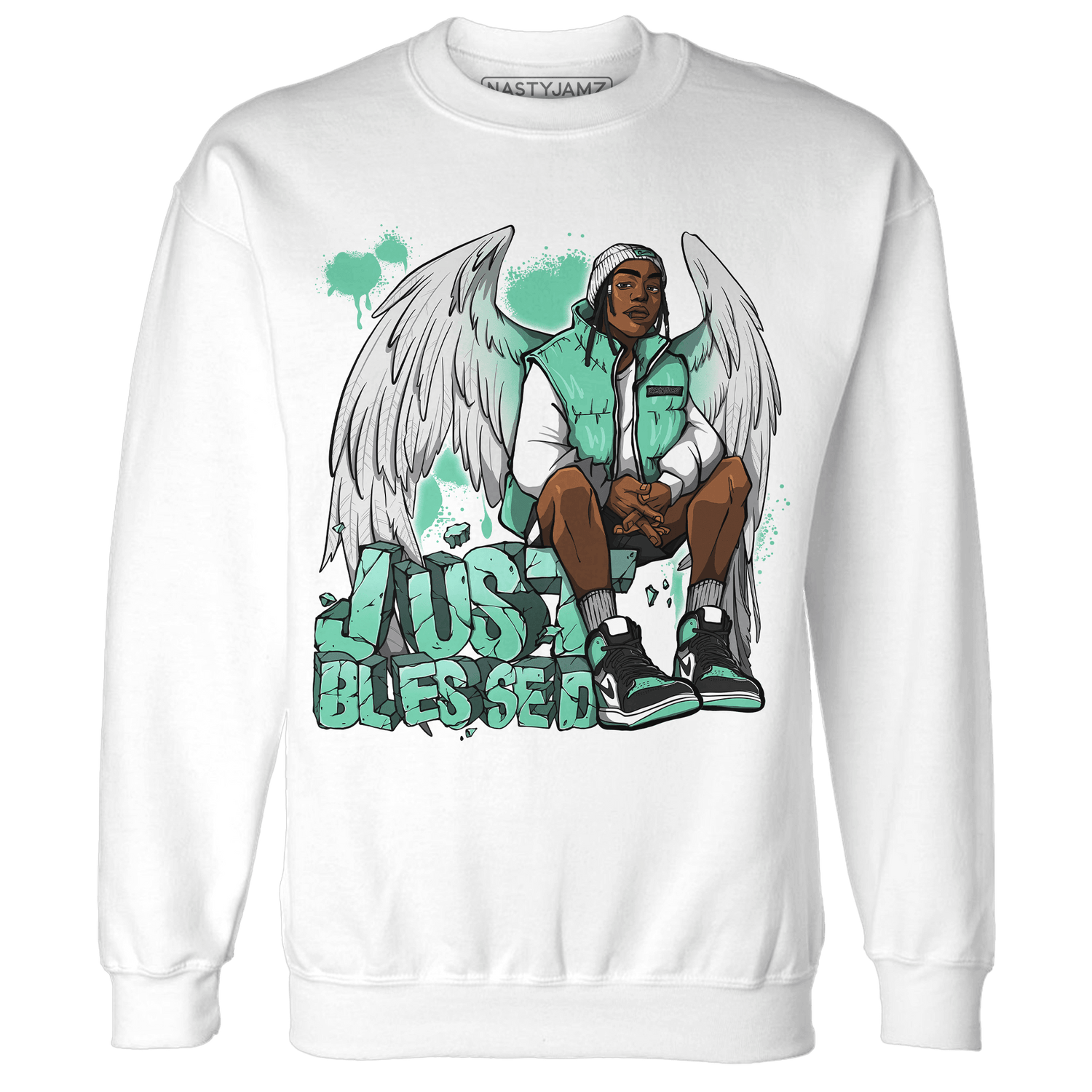 High OG Green Glow 1s Sweatshirt Match Just Blessed - NastyJamz
