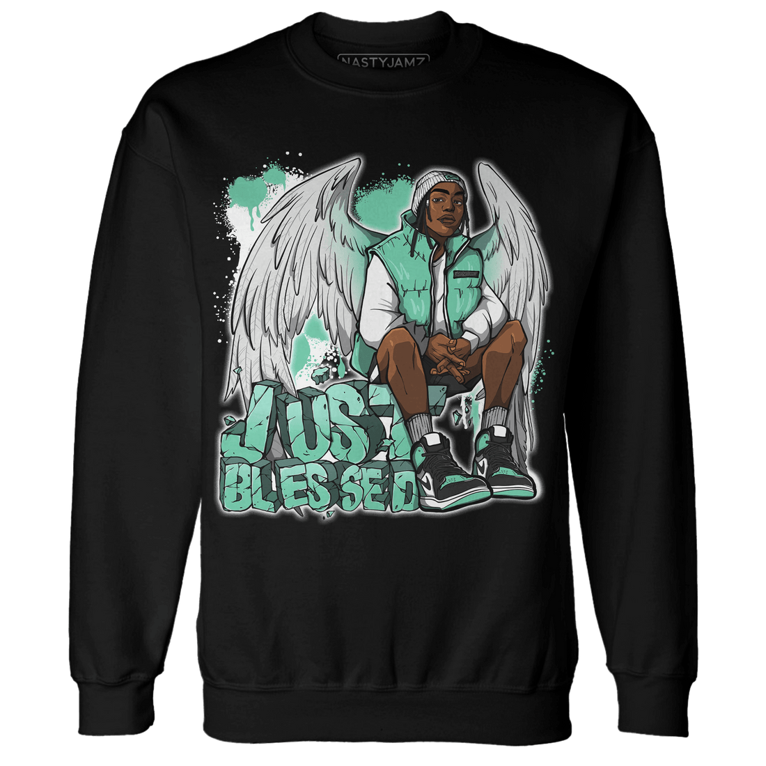 High OG Green Glow 1s Sweatshirt Match Just Blessed - NastyJamz