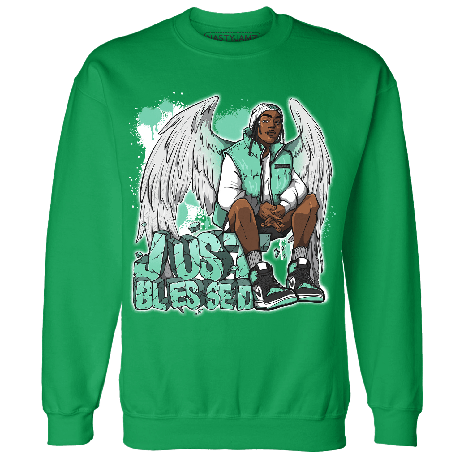 High OG Green Glow 1s Sweatshirt Match Just Blessed - NastyJamz