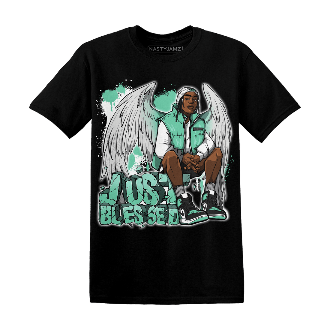 High OG Green Glow 1s T Shirt Match Just Blessed - NastyJamz
