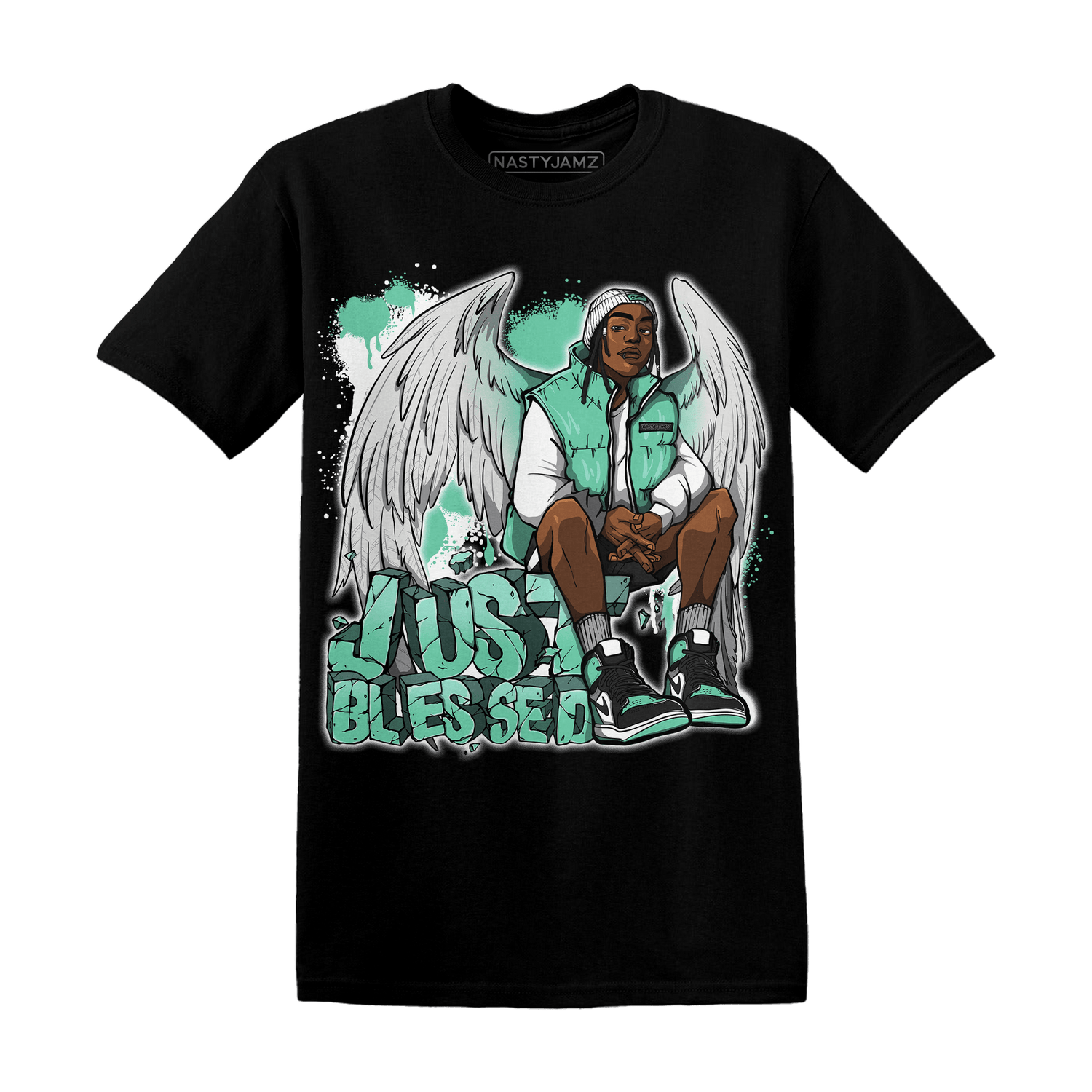 High OG Green Glow 1s T Shirt Match Just Blessed - NastyJamz