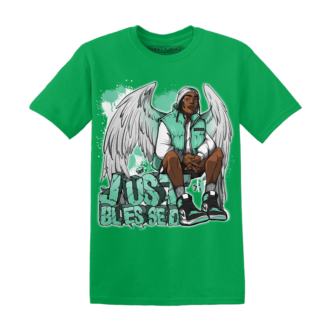 High OG Green Glow 1s T Shirt Match Just Blessed - NastyJamz