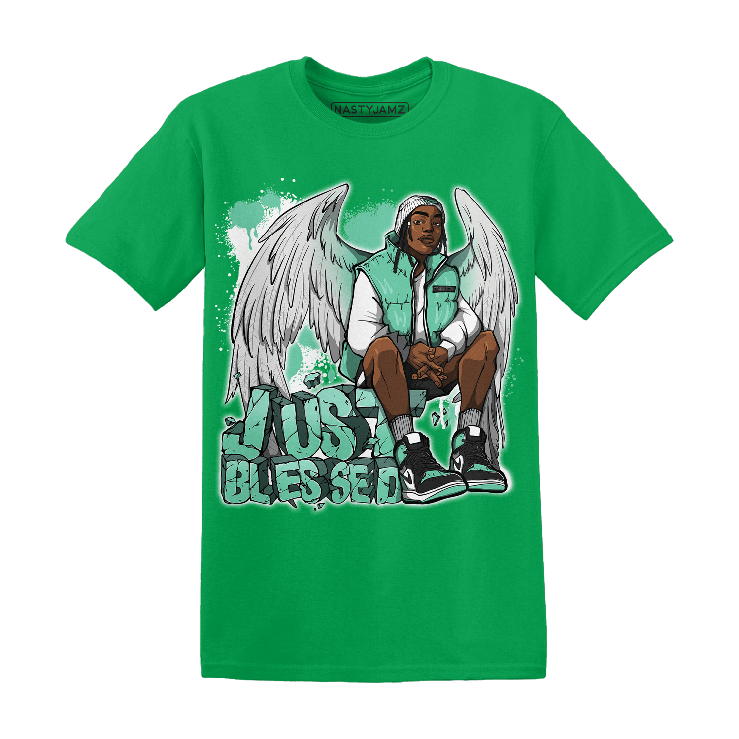 High OG Green Glow 1s T Shirt Match Just Blessed - NastyJamz