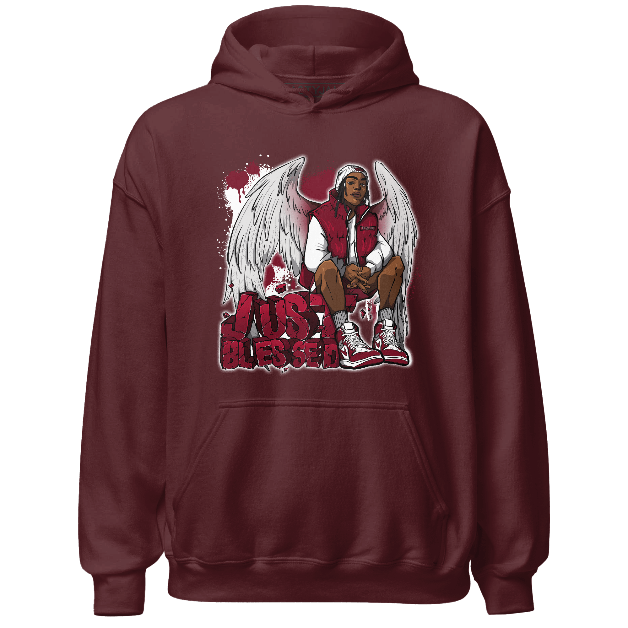 High White Team Red 1s Hoodie Match Just Blessed - NastyJamz