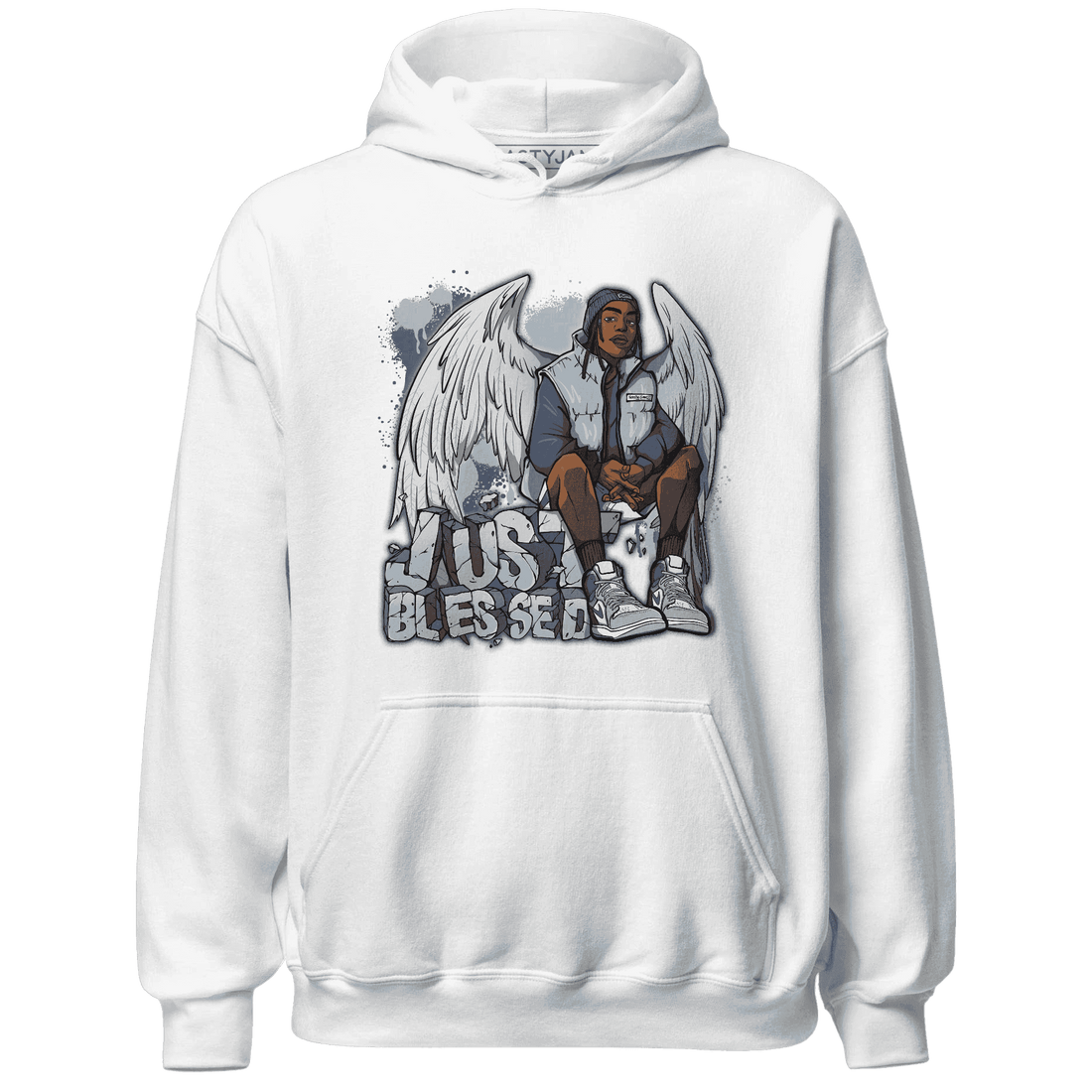 Mid Diffused Blue Grey 1s Hoodie Match Just Blessed - NastyJamz