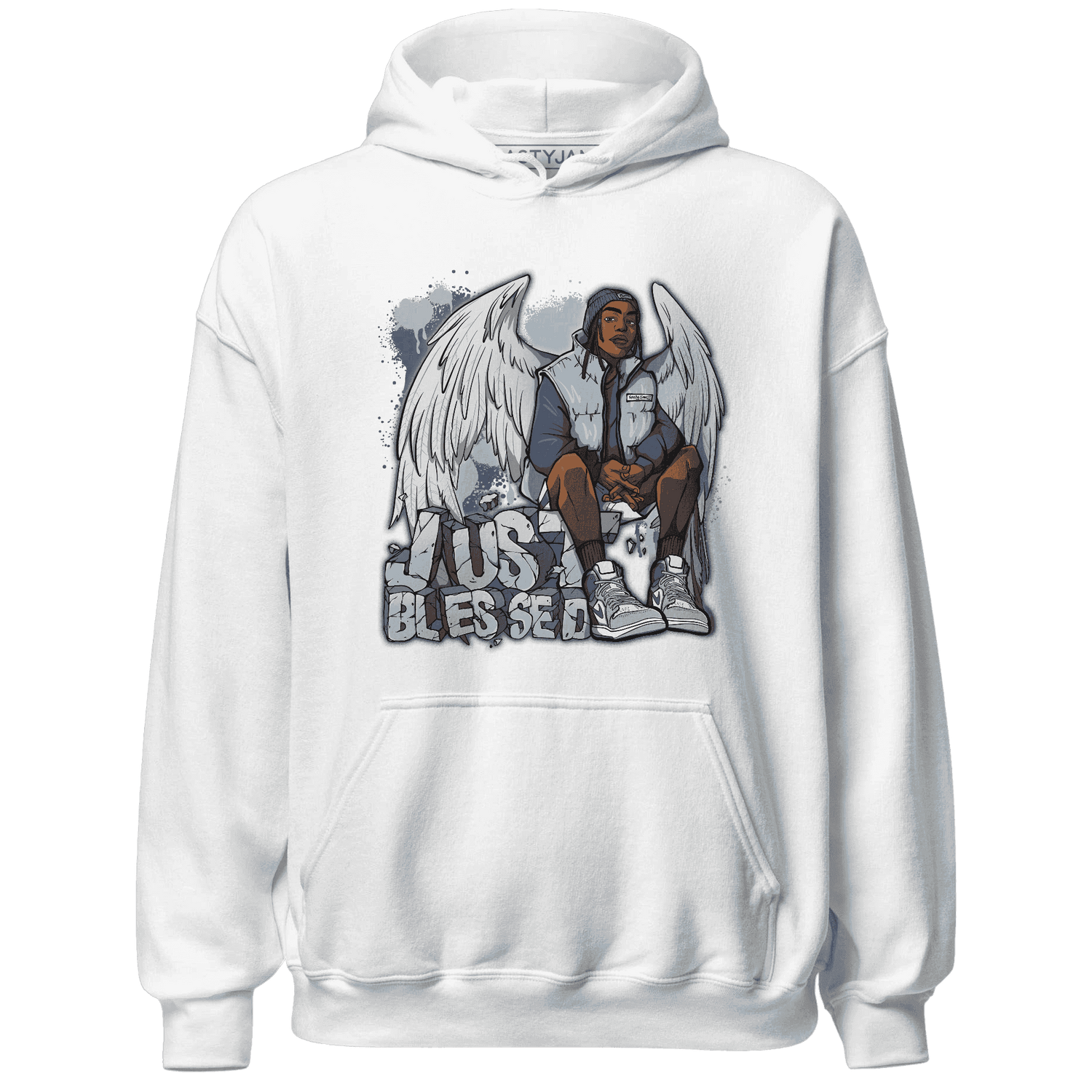 Mid Diffused Blue Grey 1s Hoodie Match Just Blessed - NastyJamz