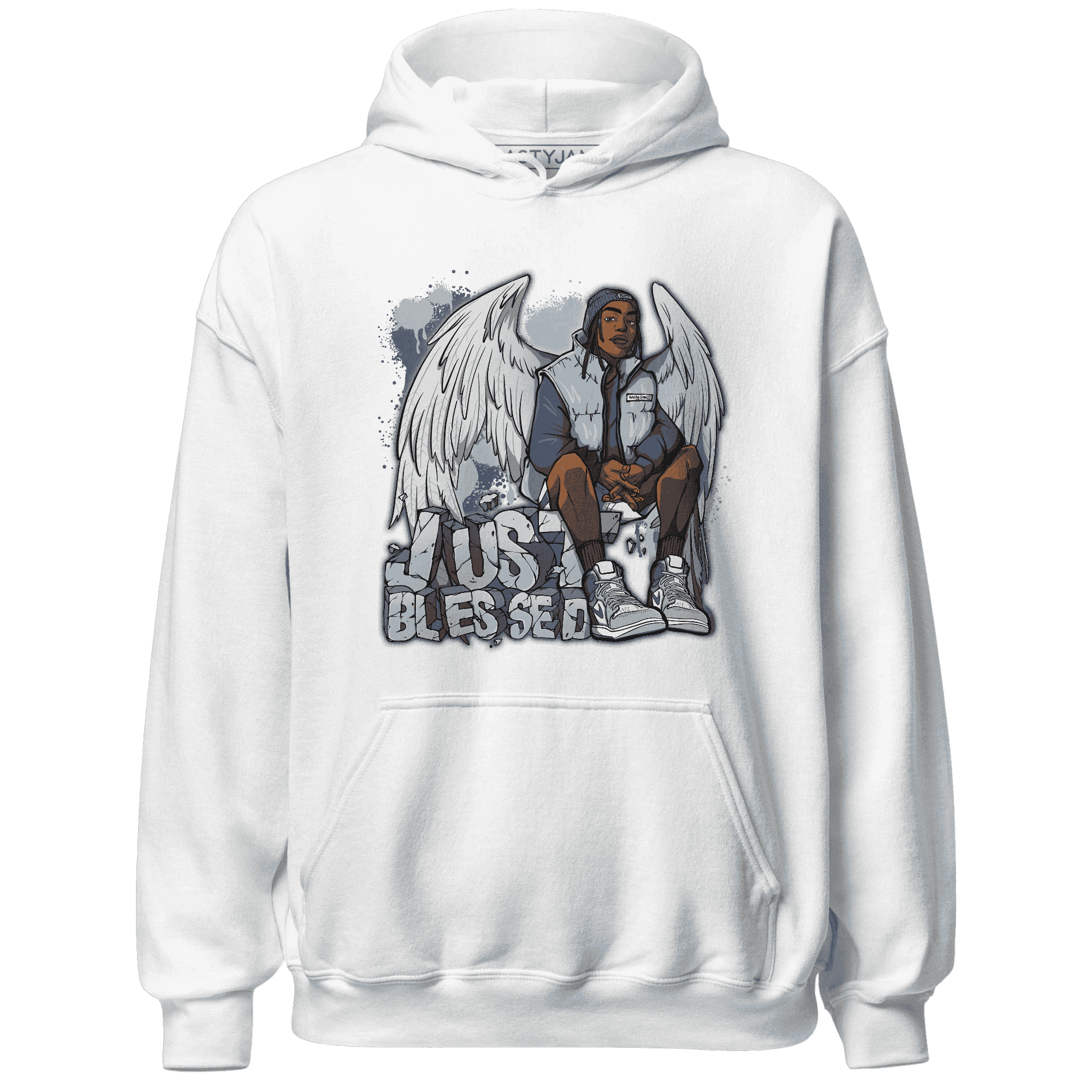 Mid Diffused Blue Grey 1s Hoodie Match Just Blessed - NastyJamz