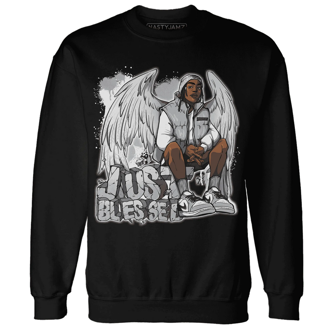 Wolf-Grey-1s-Sweatshirt-Match-Just-Blessed